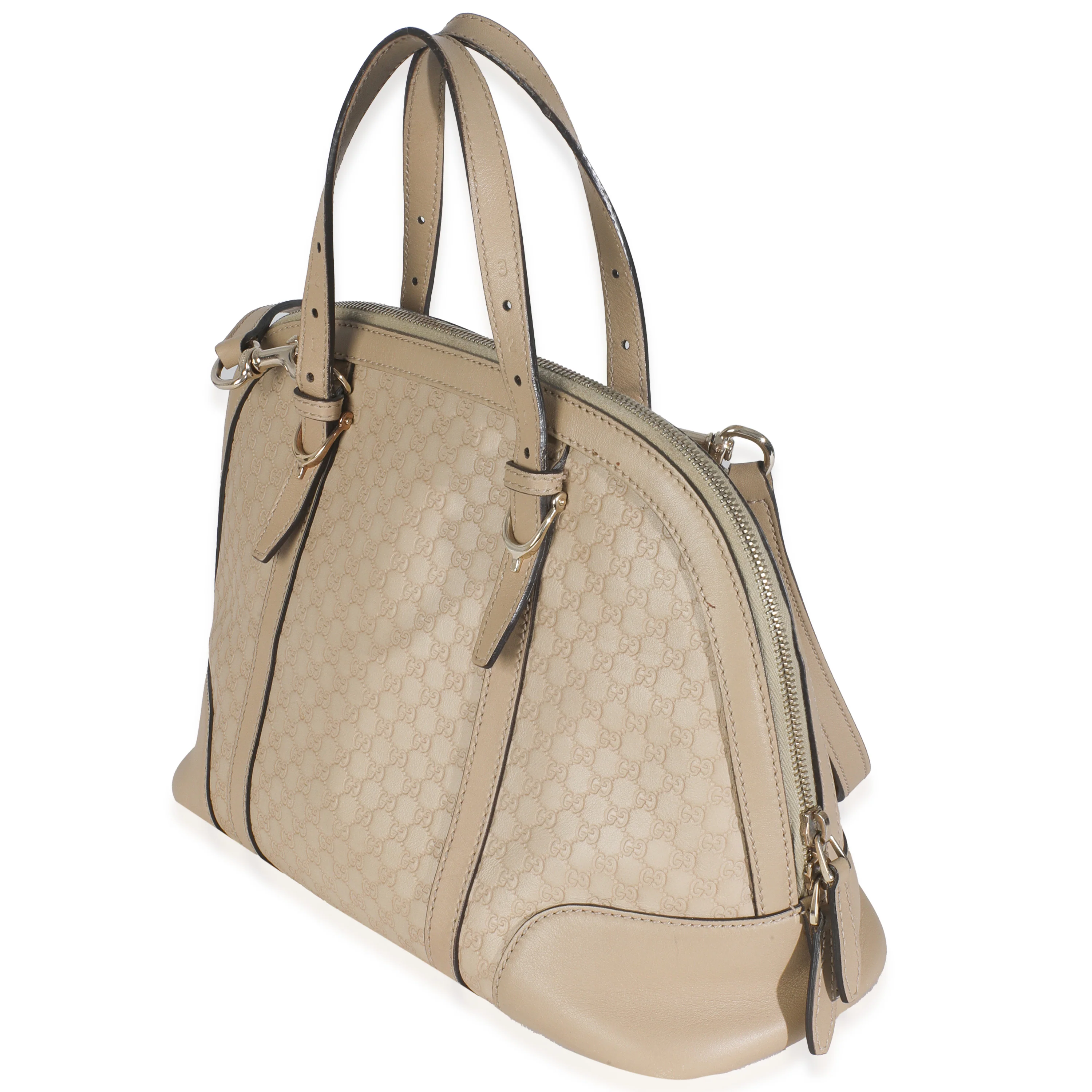 Beige Microguccissima Calfskin Dome Top Handle Bag - Image 2