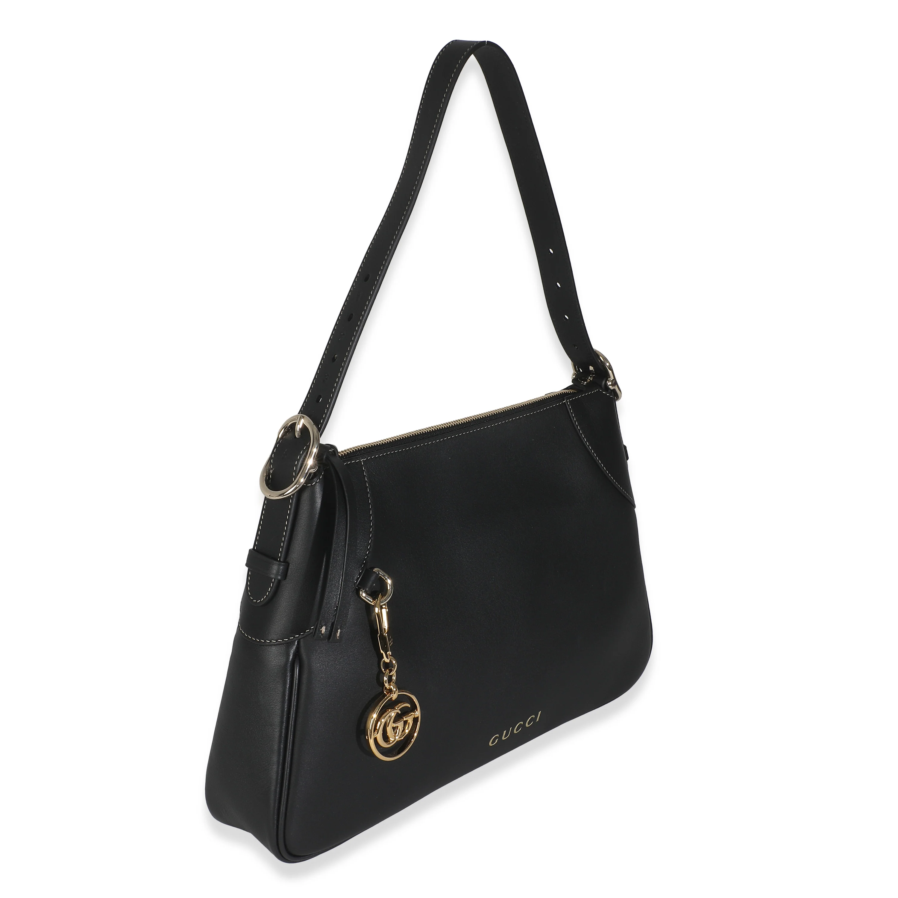 Black Calfskin Medium GG Emblem Shoulder Bag - Image 3