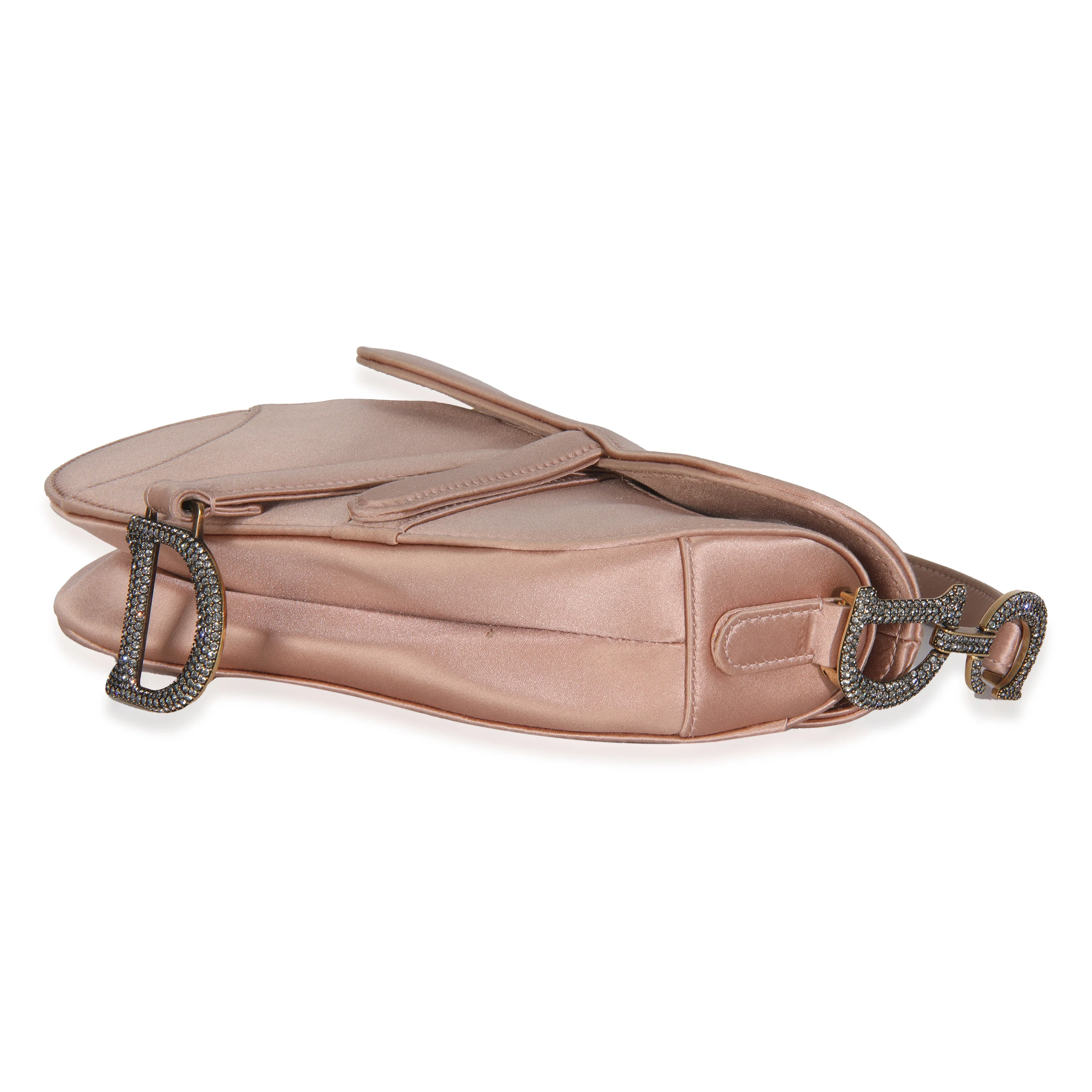 Pink Satin Crystal Mini Saddle Bag - Image 6