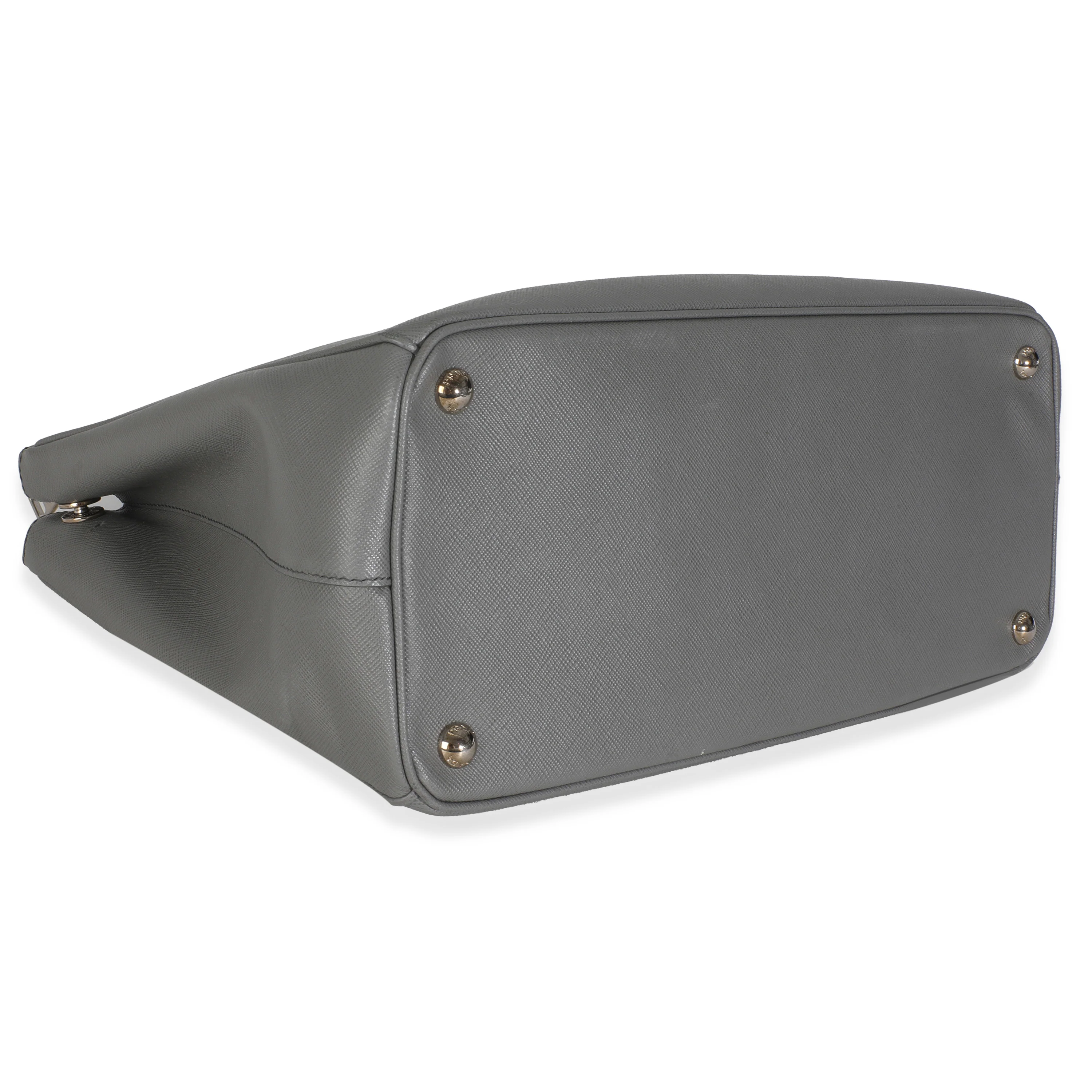 Grey Saffiano Lux Double Zip Tote - Image 7