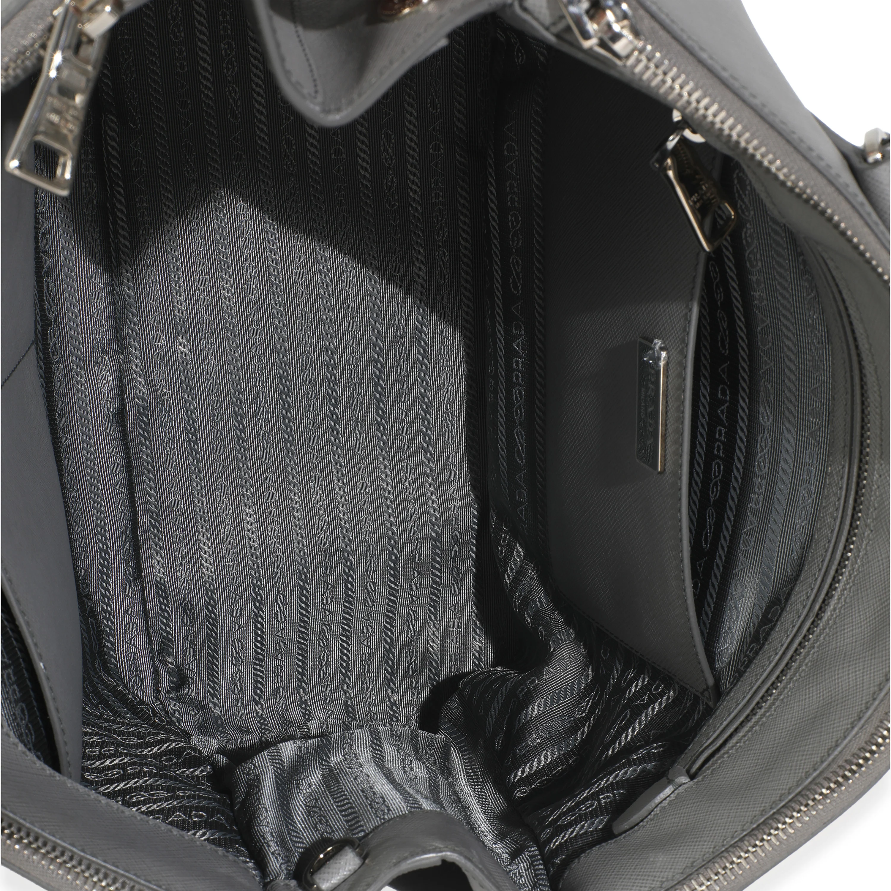 Grey Saffiano Lux Double Zip Tote - Image 8