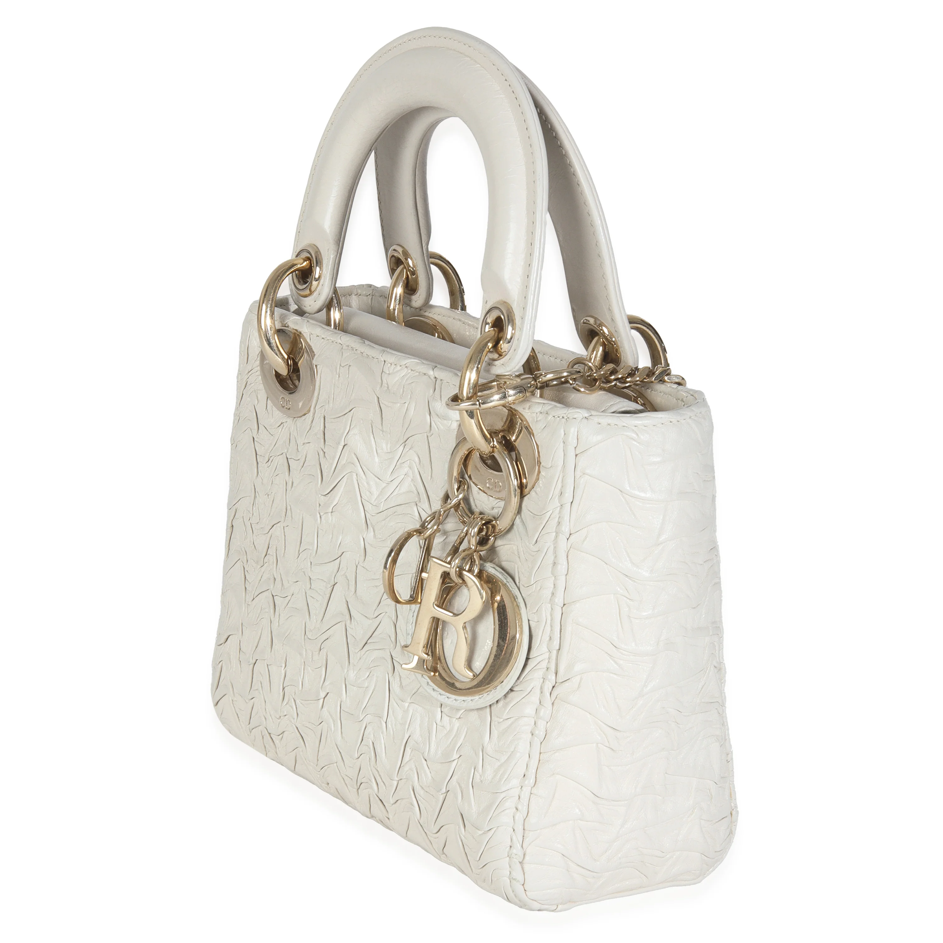 White Textured Calfskin Mini Lady Dior - Image 2