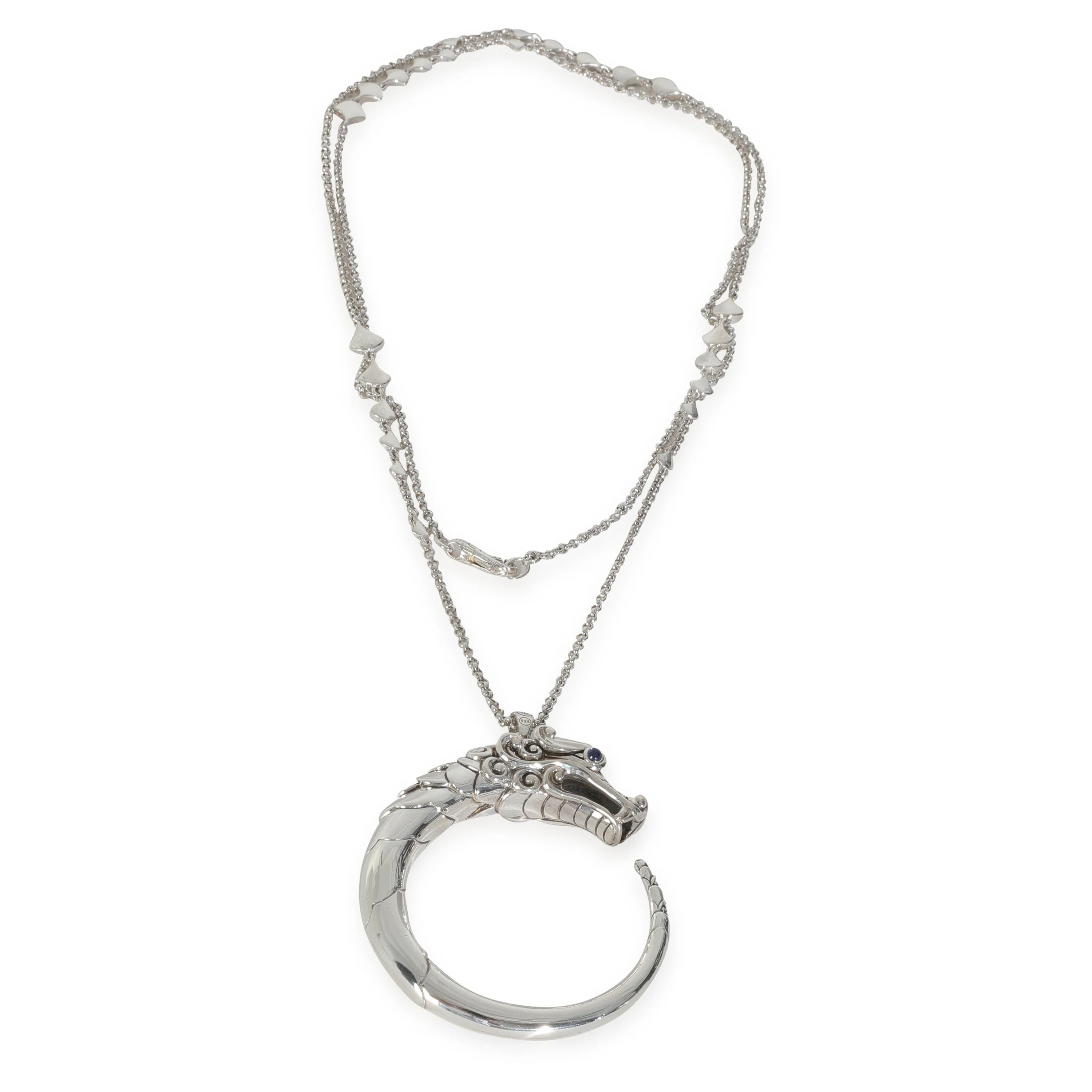 Sterling Silver Sapphire and Spinel Naga Dragon Pendant - Image 2