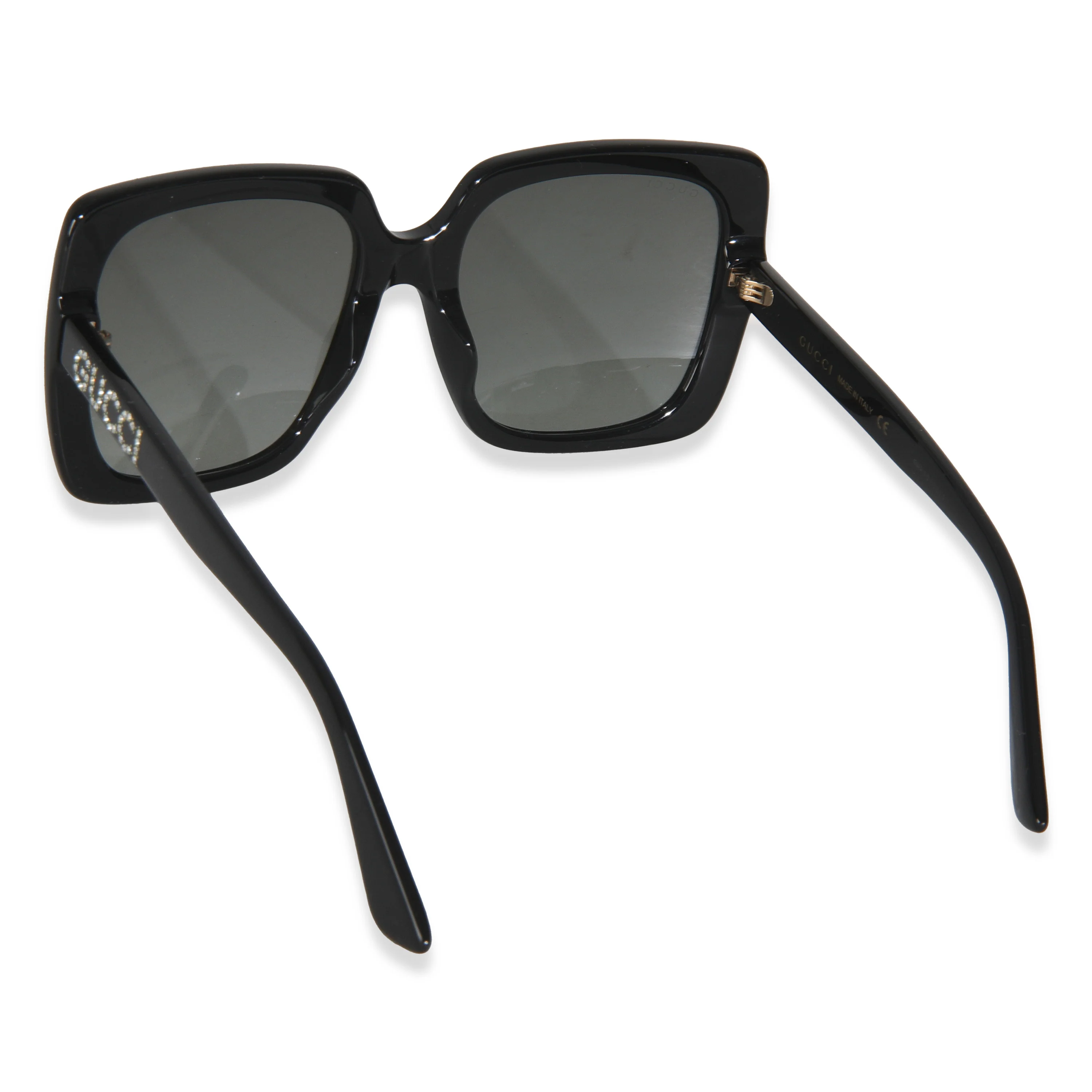 Black Acetate Crystal Logo Oversized Square Sunglasses - Image 3