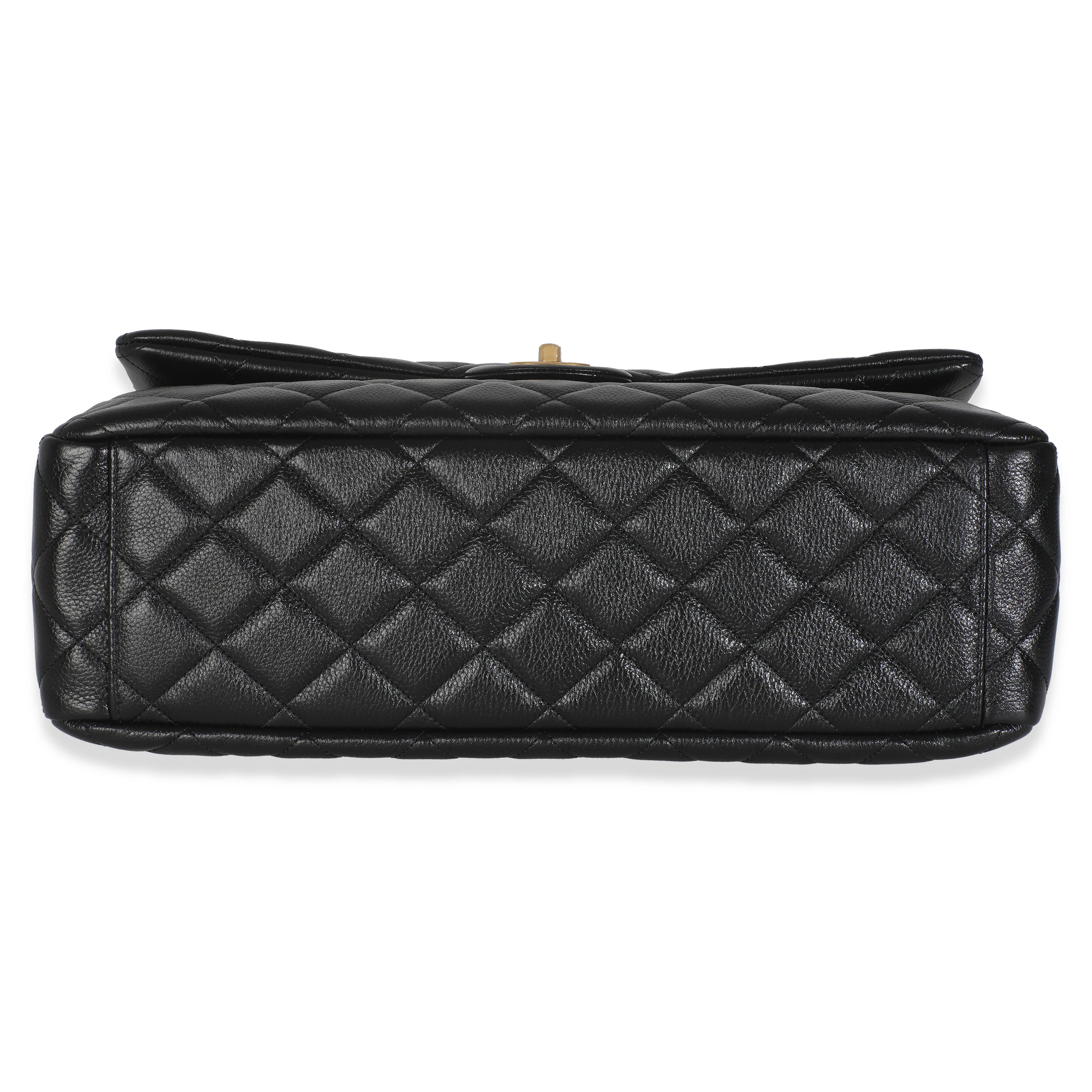 Black Quilted Calfskin Airline XXL Travel Flap Bag - Image 5
