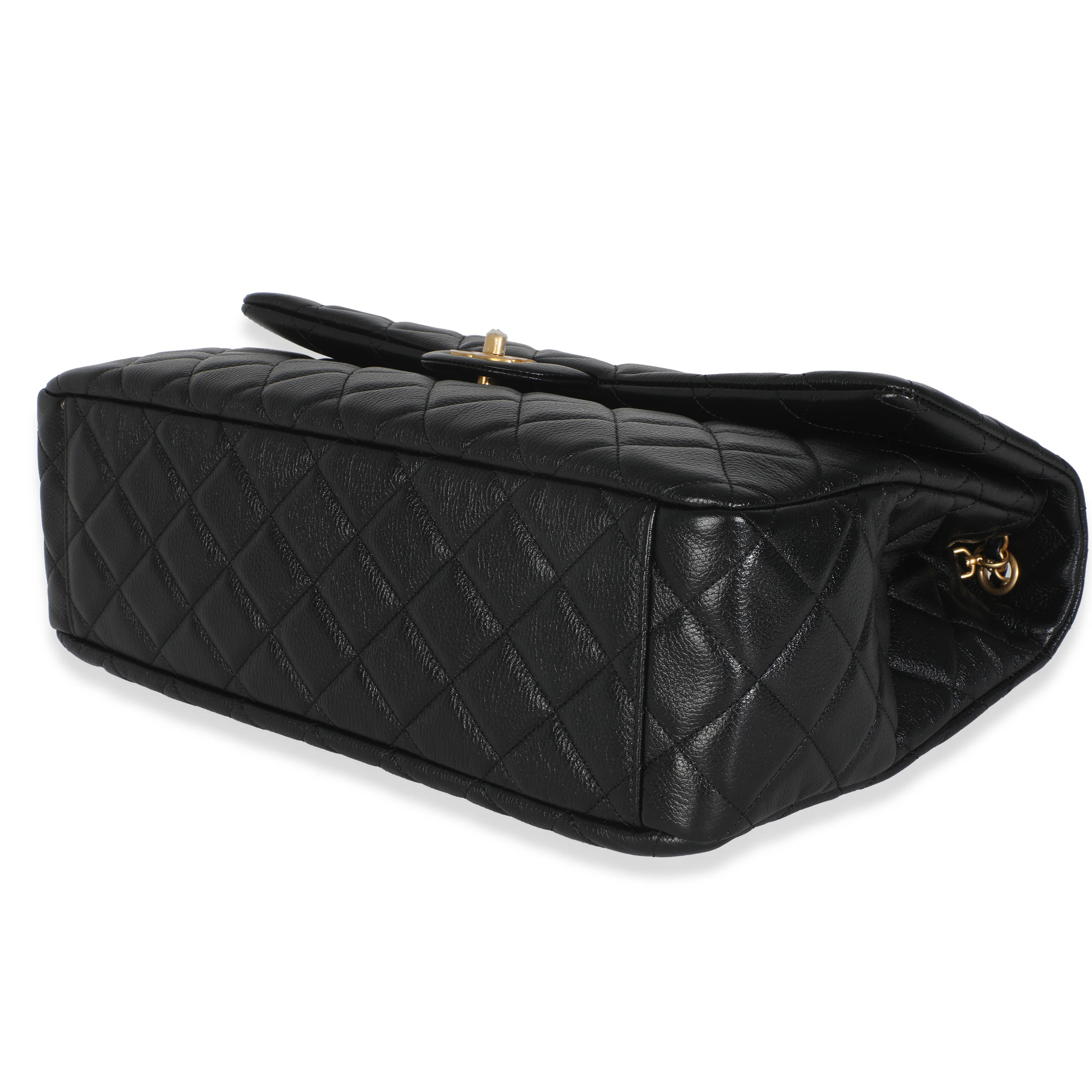 Black Quilted Calfskin Airline XXL Travel Flap Bag - Image 6