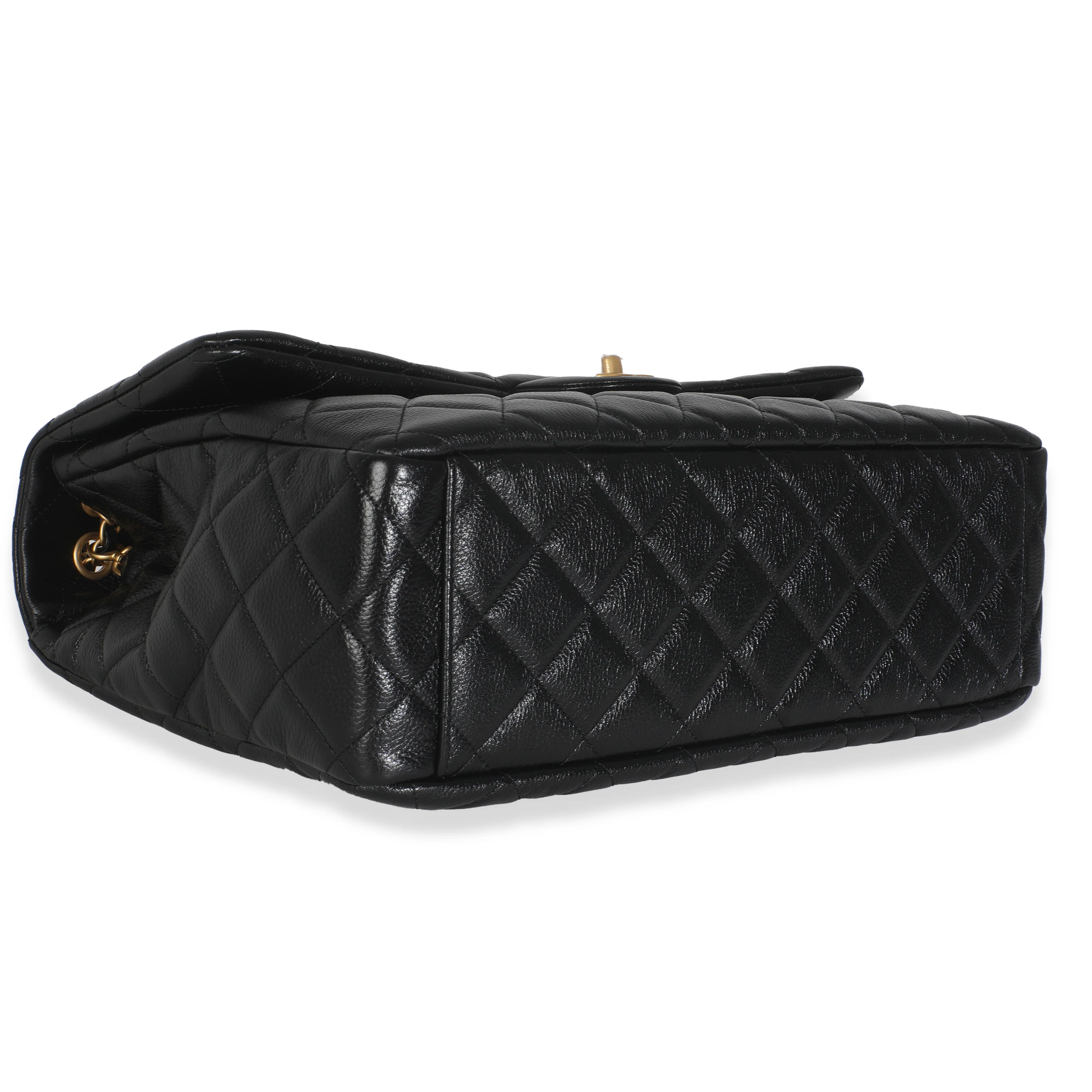 Black Quilted Calfskin Airline XXL Travel Flap Bag - Image 7