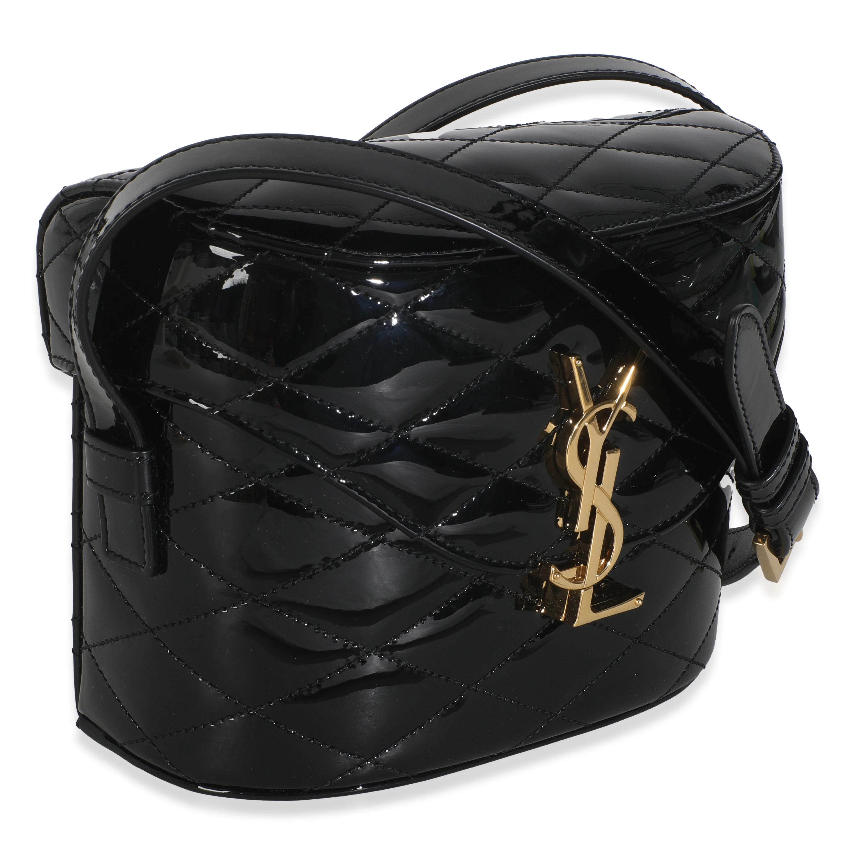 Black Patent Matelasse Monogram June Box Bag - Image 3