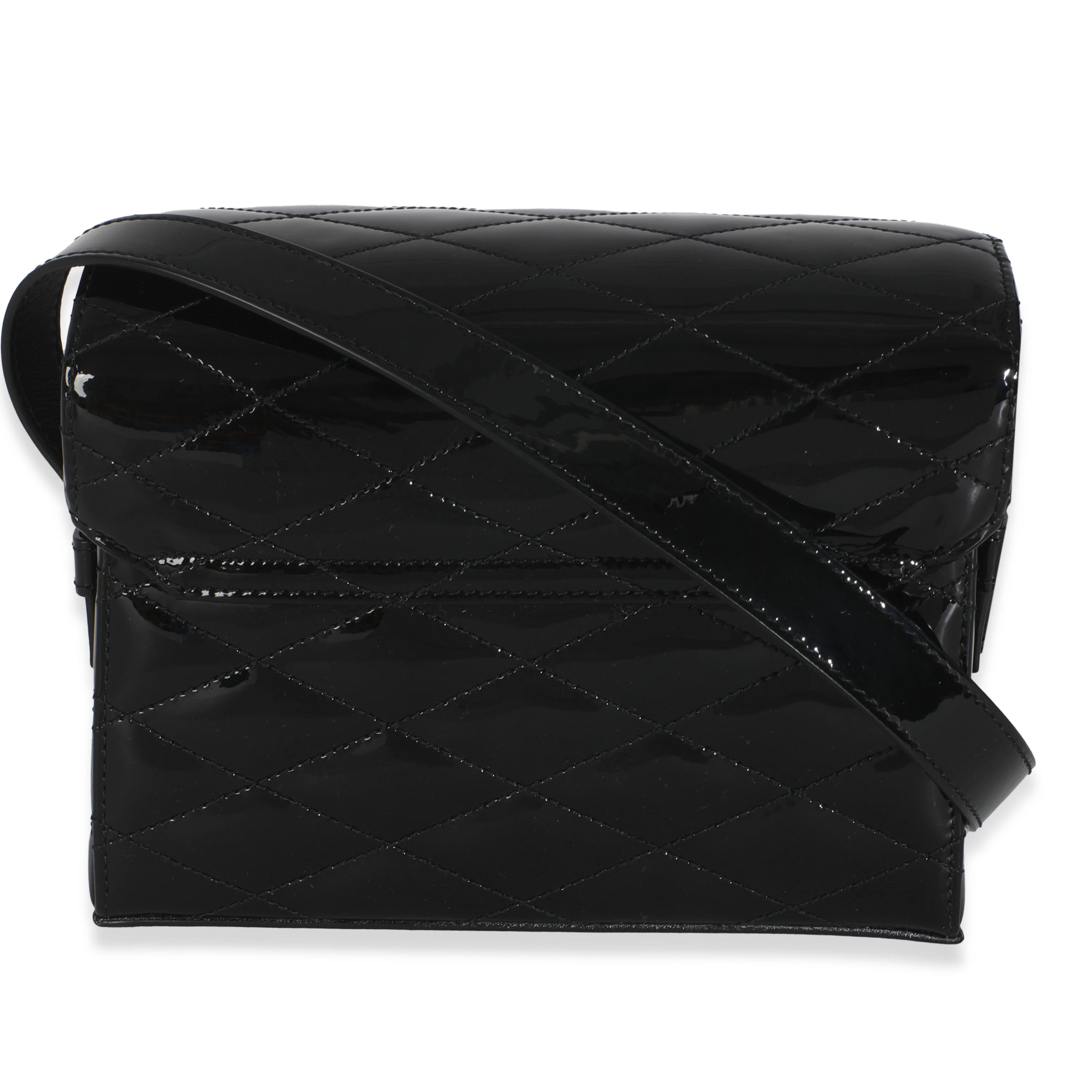 Black Patent Matelasse Monogram June Box Bag - Image 4