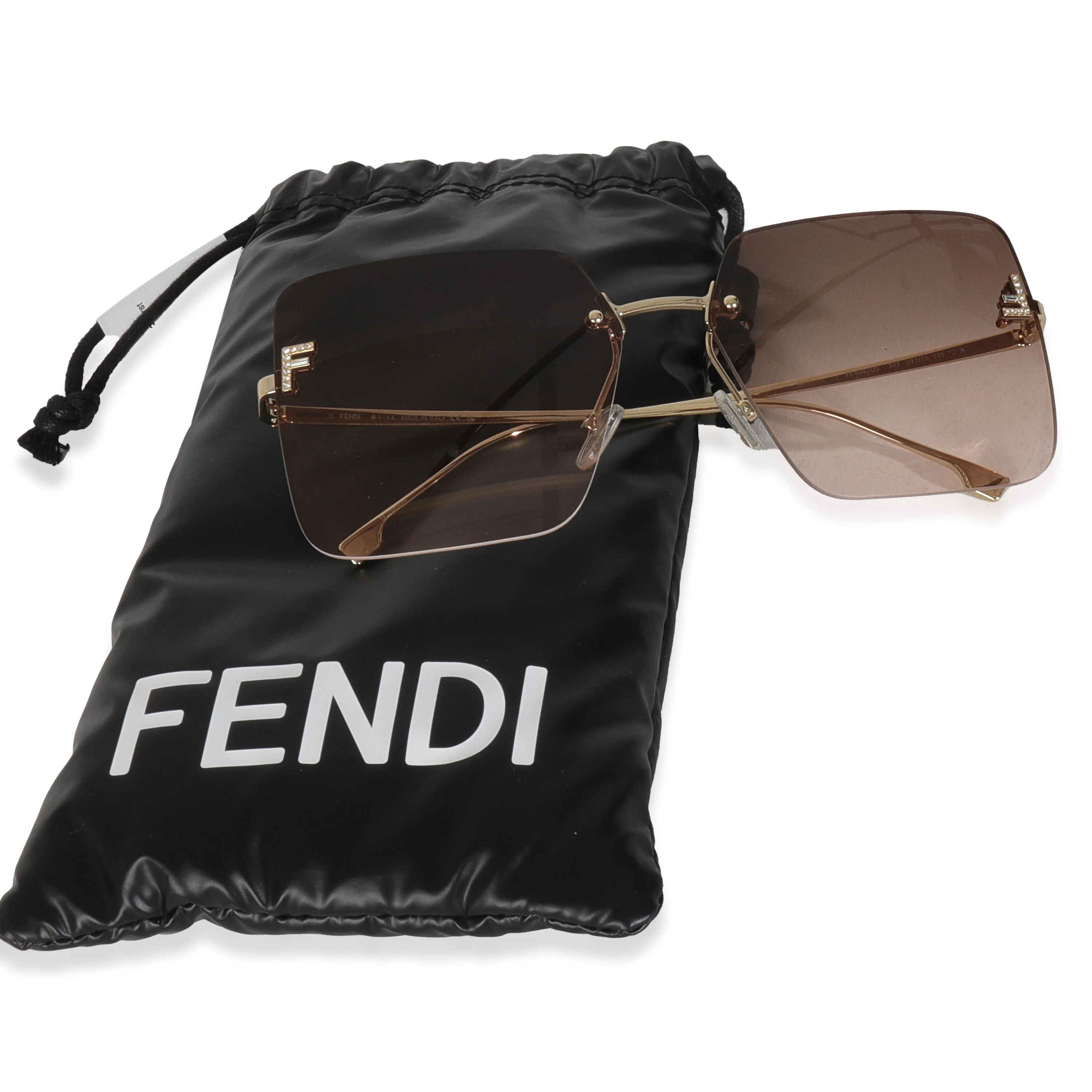 Gold Metal Fendi First Rimless Sunglasses - Image 4