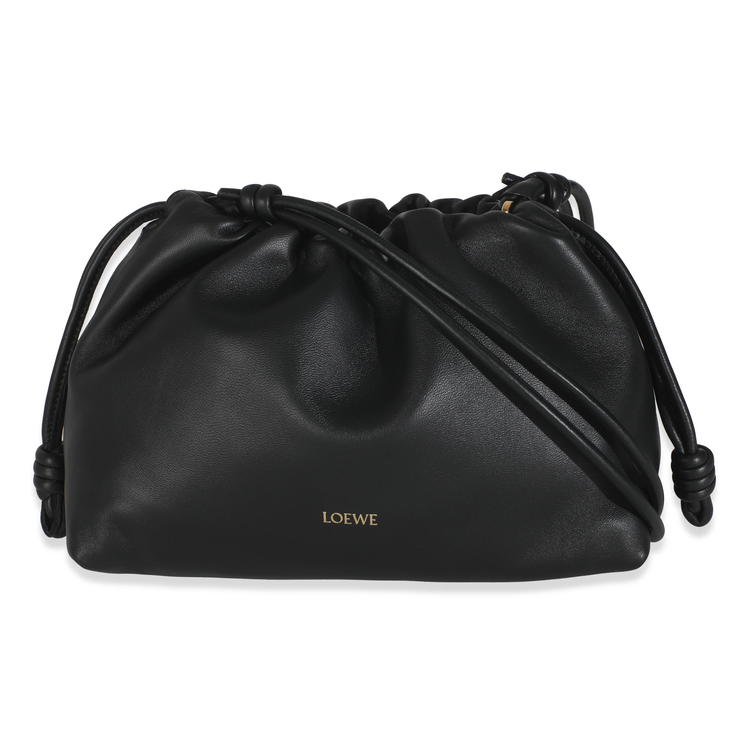 Black Mellow Nappa Donut Chain Medium Flamenco Purse