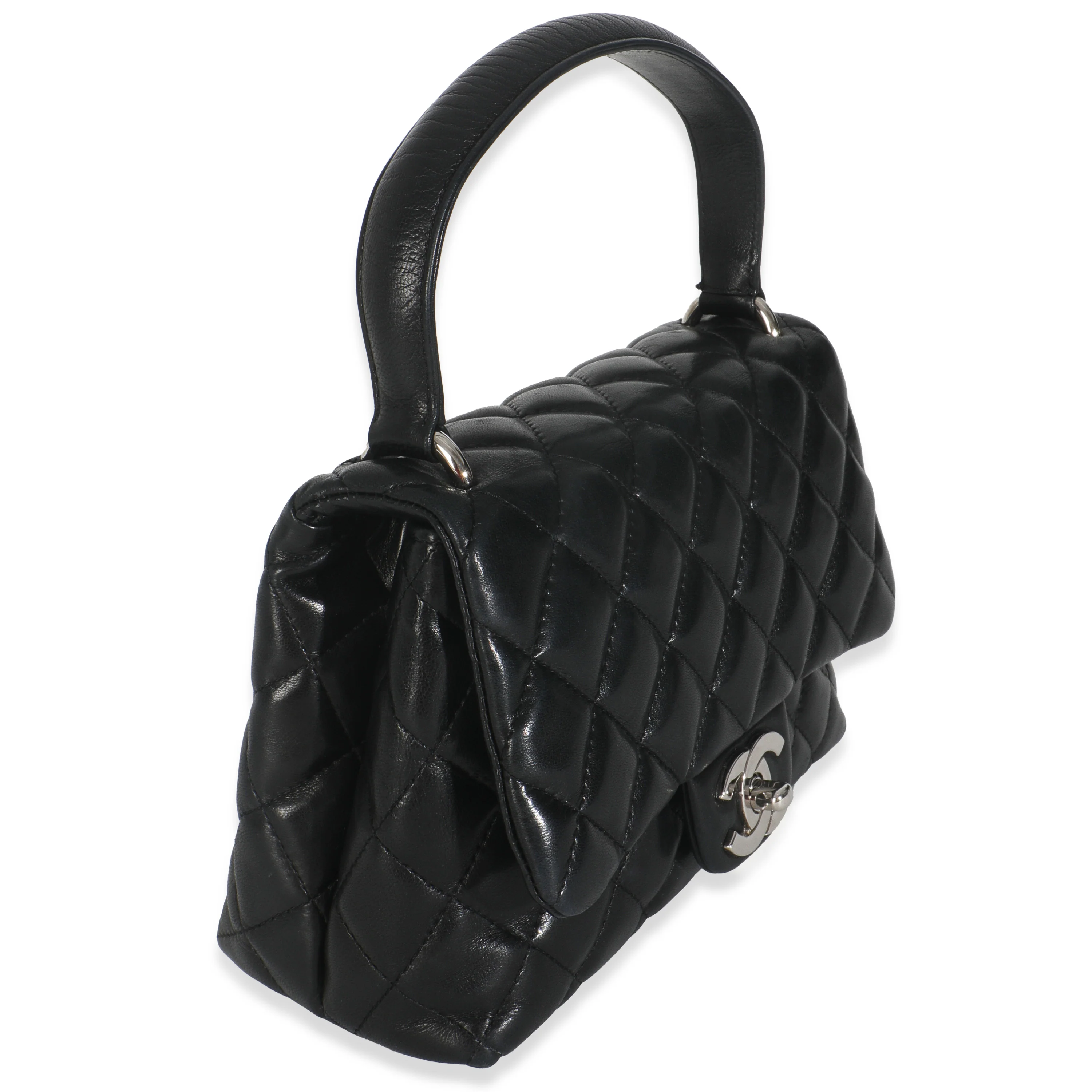 Vintage Black Quilted Lambskin Small Kelly Flap Bag - Image 3