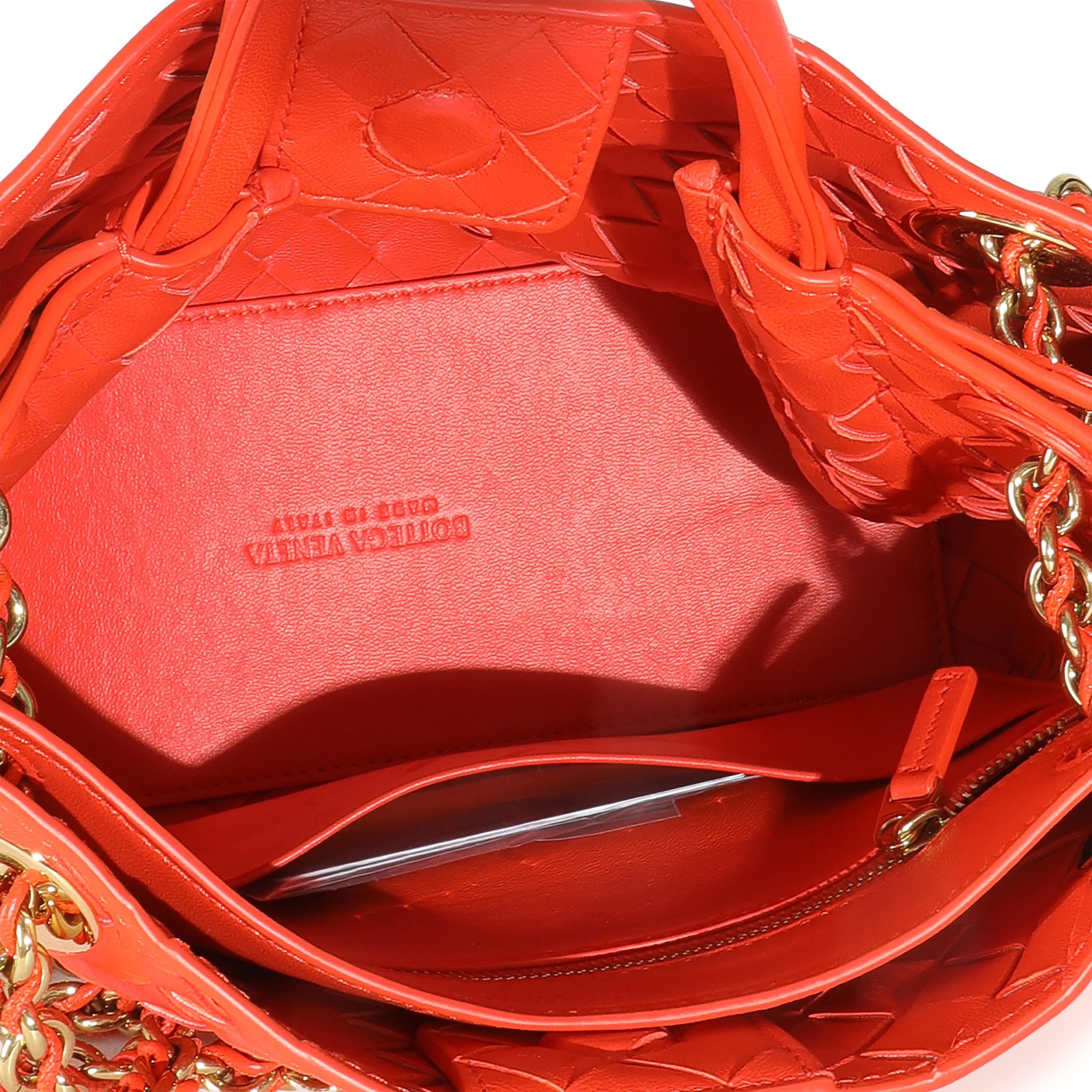 Orange Nappa Intrecciato Small Andiamo With Chain - Image 8