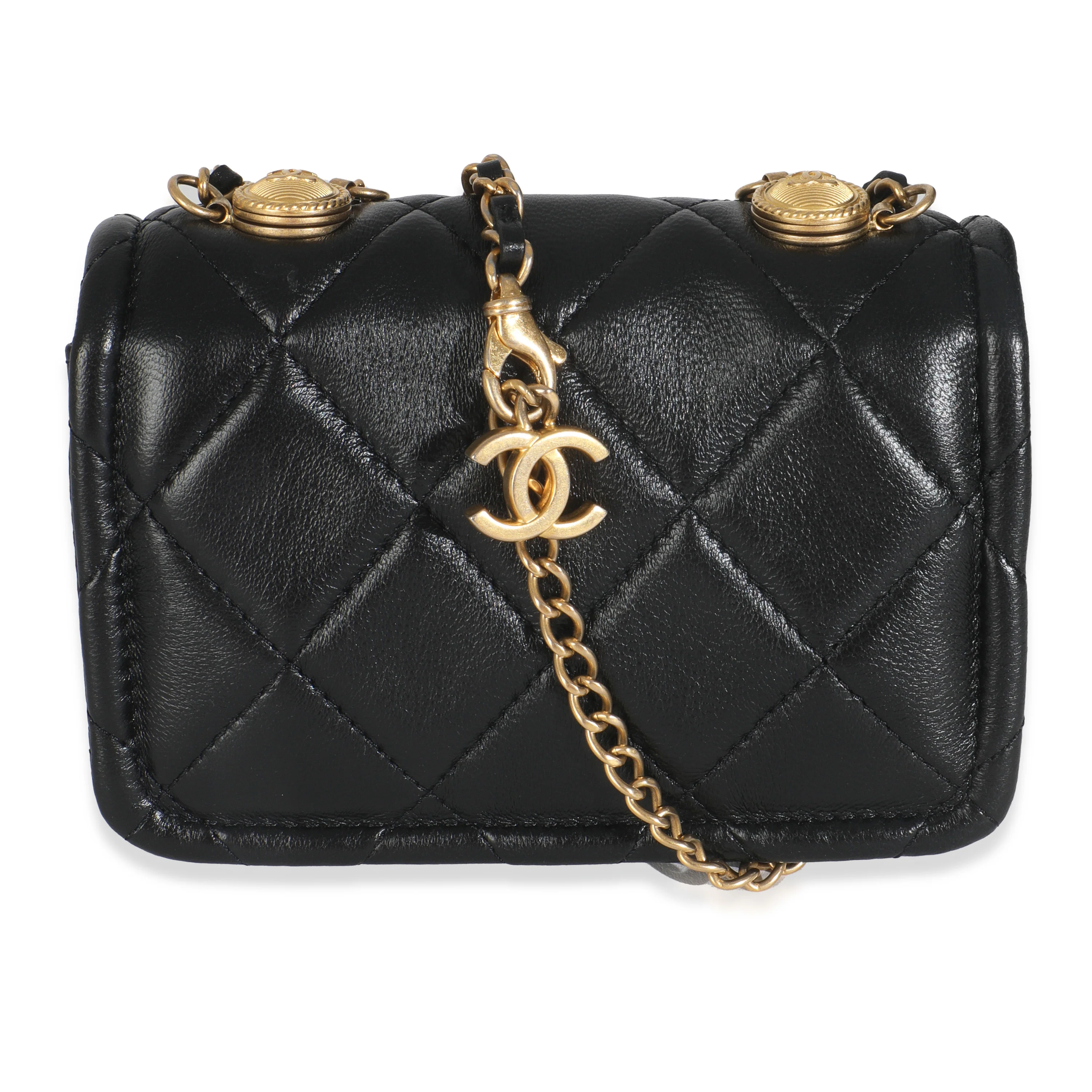 Black Shiny Lambskin Quilted Extra Mini Flap Bag - Image 4