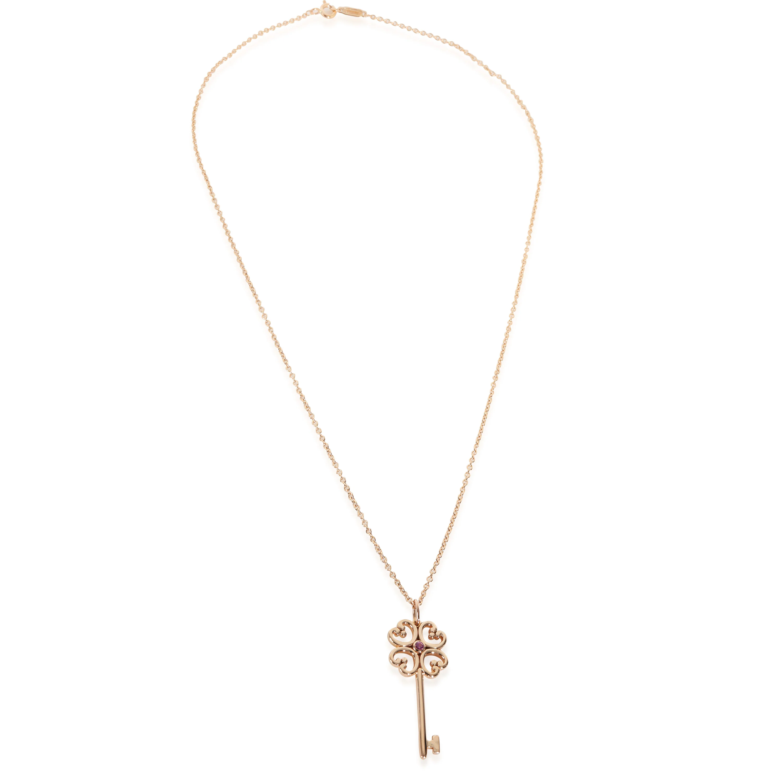 Rose Gold Sapphire Quatrefoil Key Pendant - Image 2
