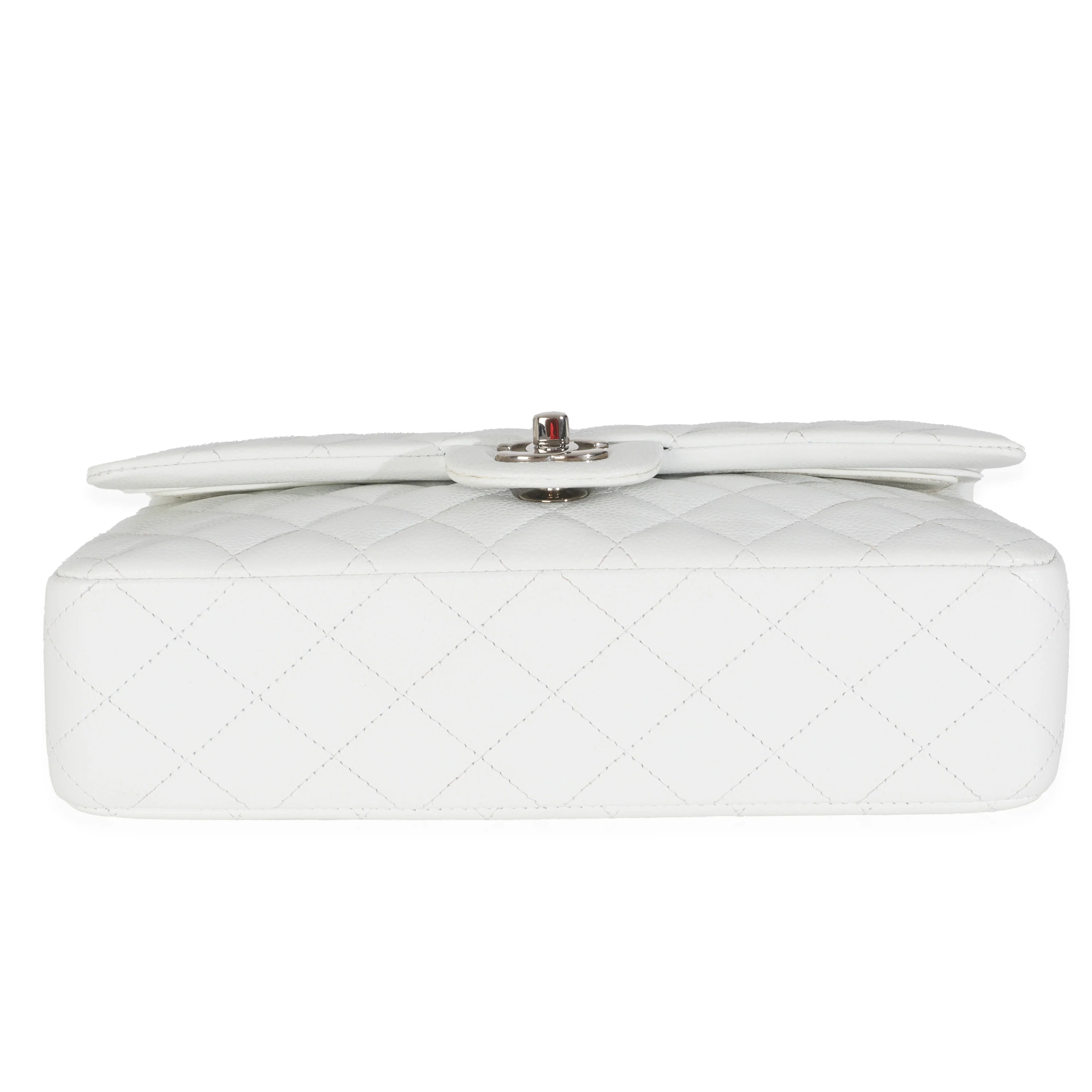 White Quilted Caviar Medium Classic Double Flap Bag - Image 6
