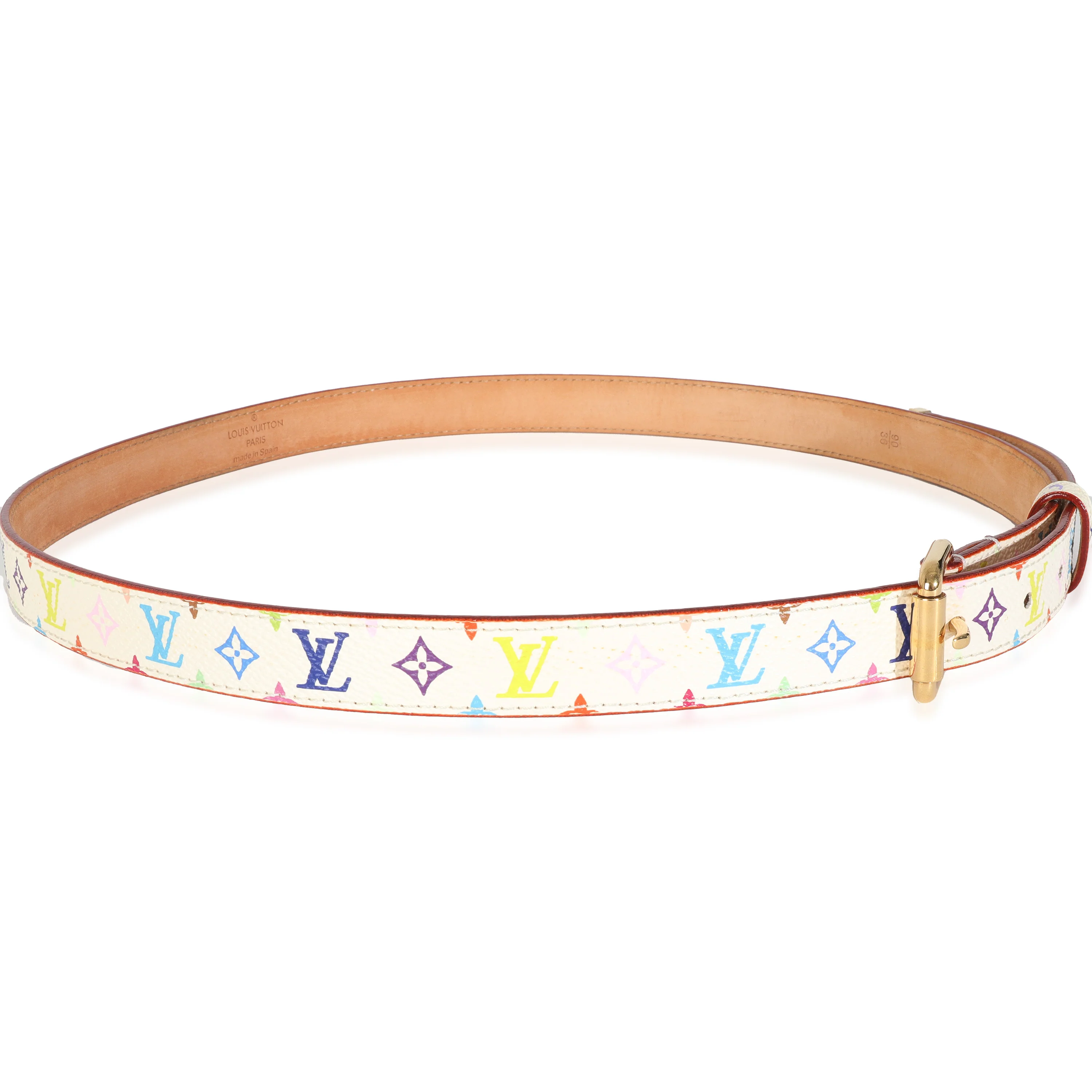 White Monogram Multicolor Canvas Buckle Belt 90/36 - Image 3