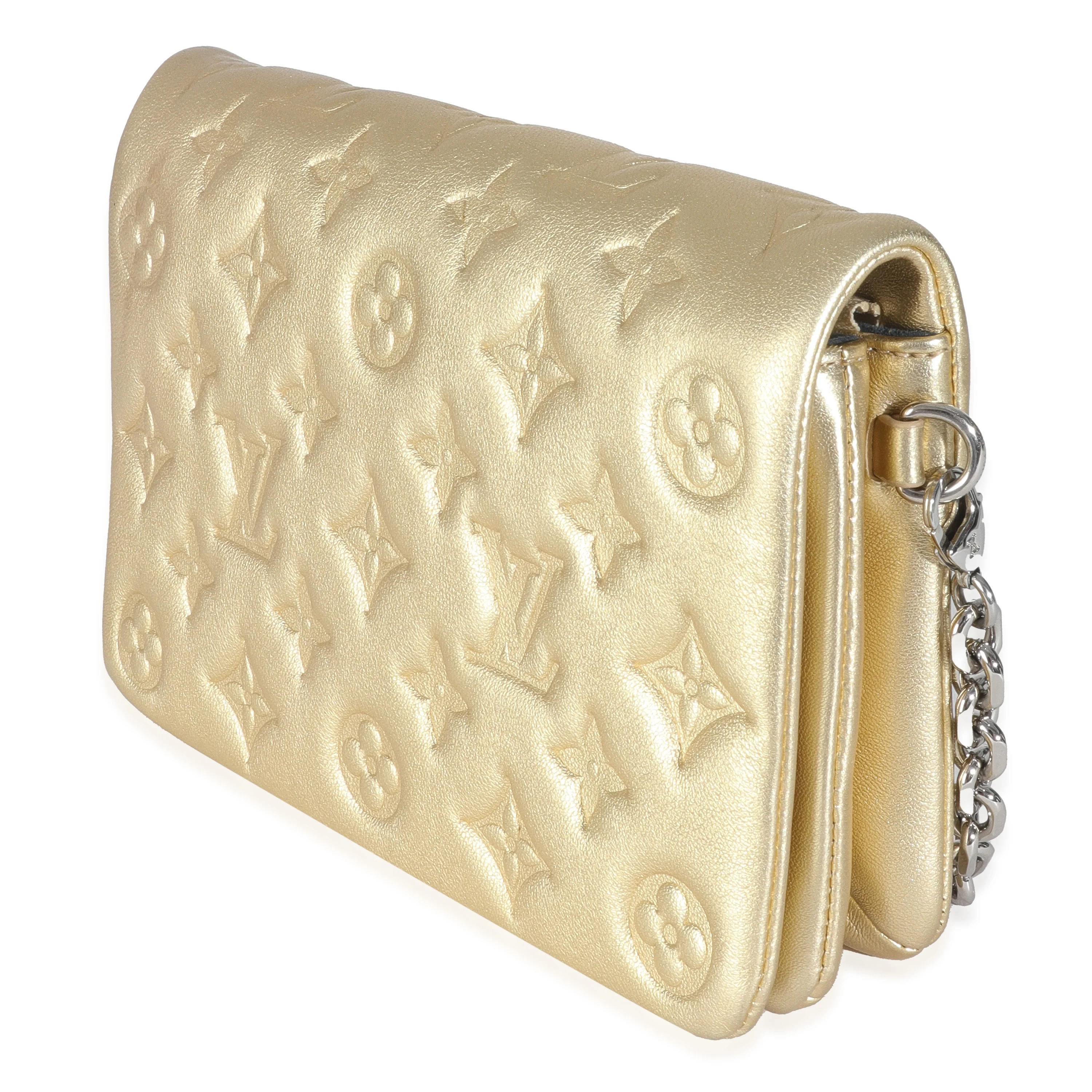Gold Metallic Lambskin Embossed Monogram Pochette Coussin - Image 2
