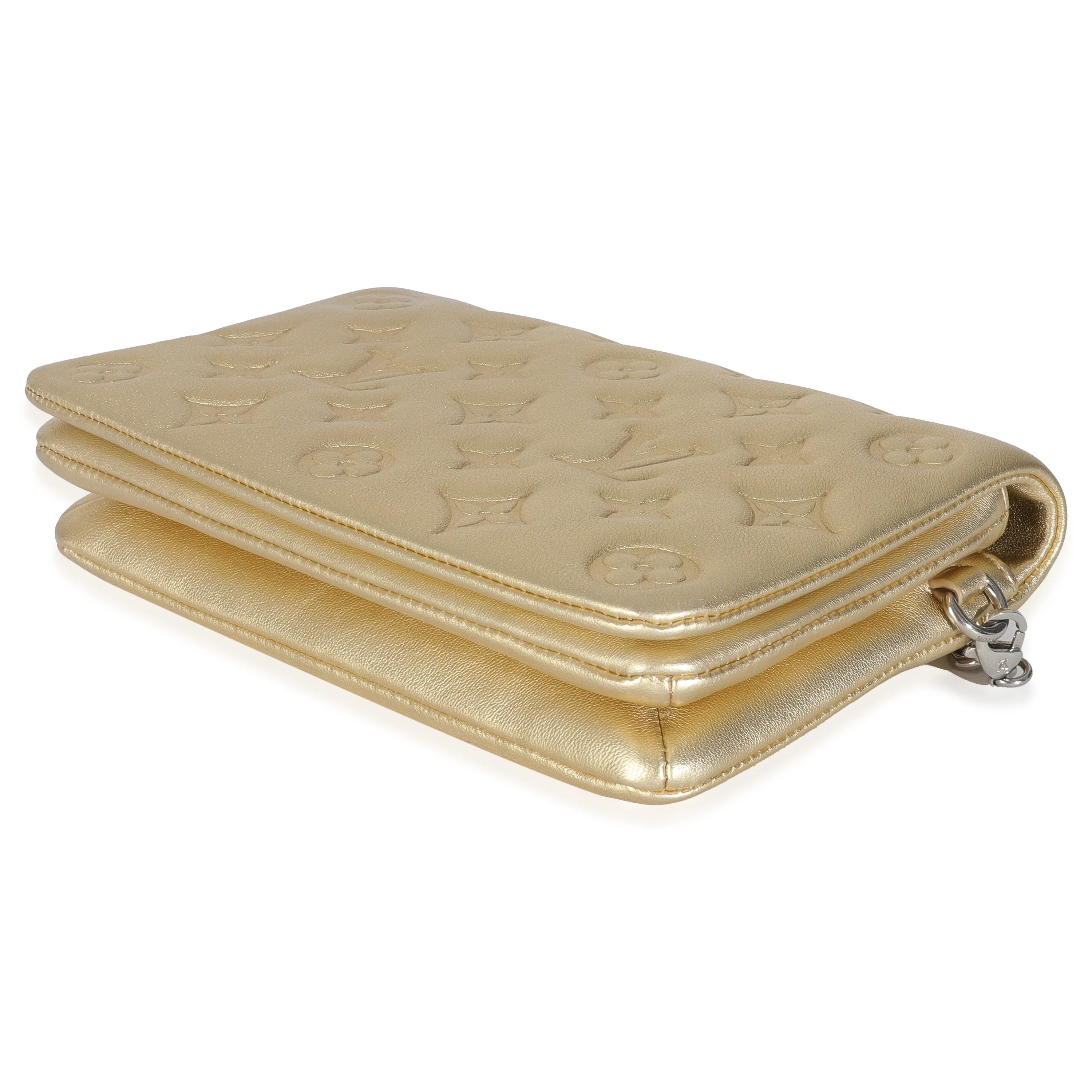 Gold Metallic Lambskin Embossed Monogram Pochette Coussin - Image 7