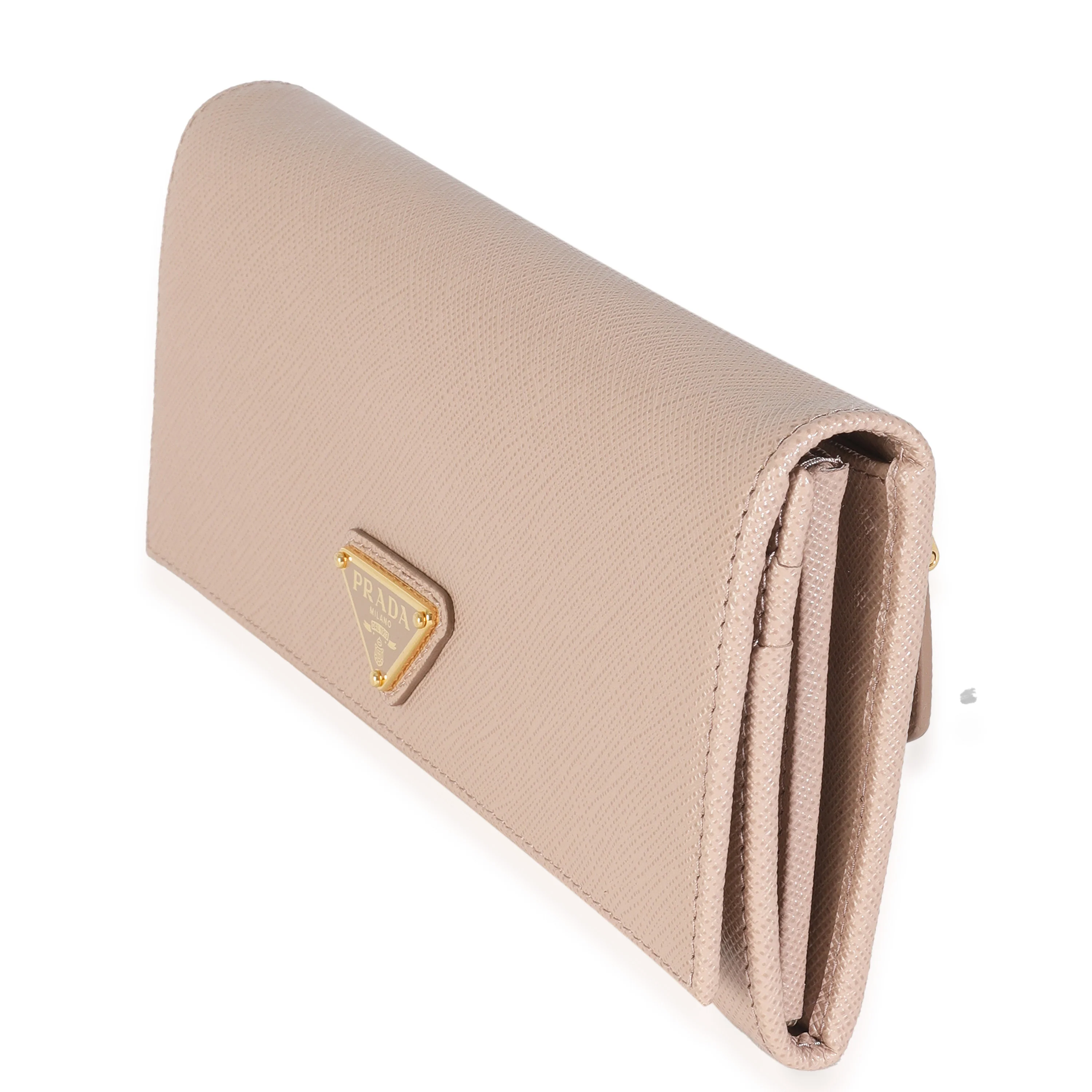 Powder Pink Saffiano Logo Long Flap Wallet - Image 2