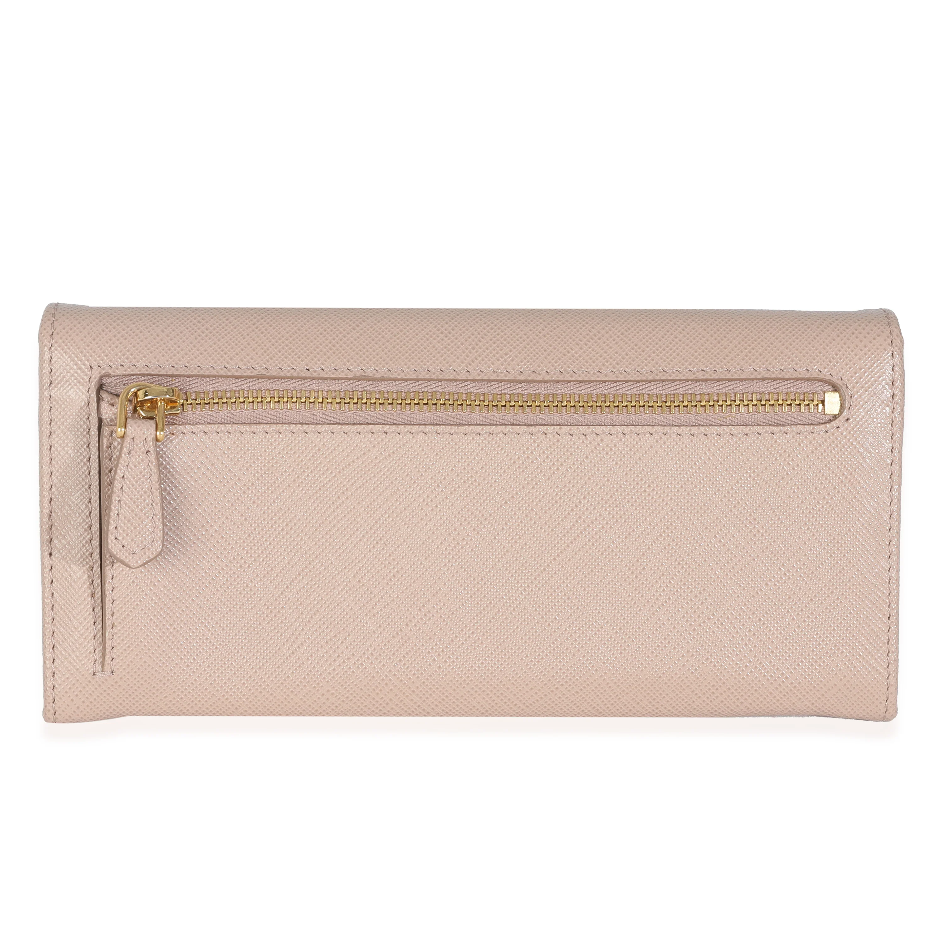 Powder Pink Saffiano Logo Long Flap Wallet - Image 4