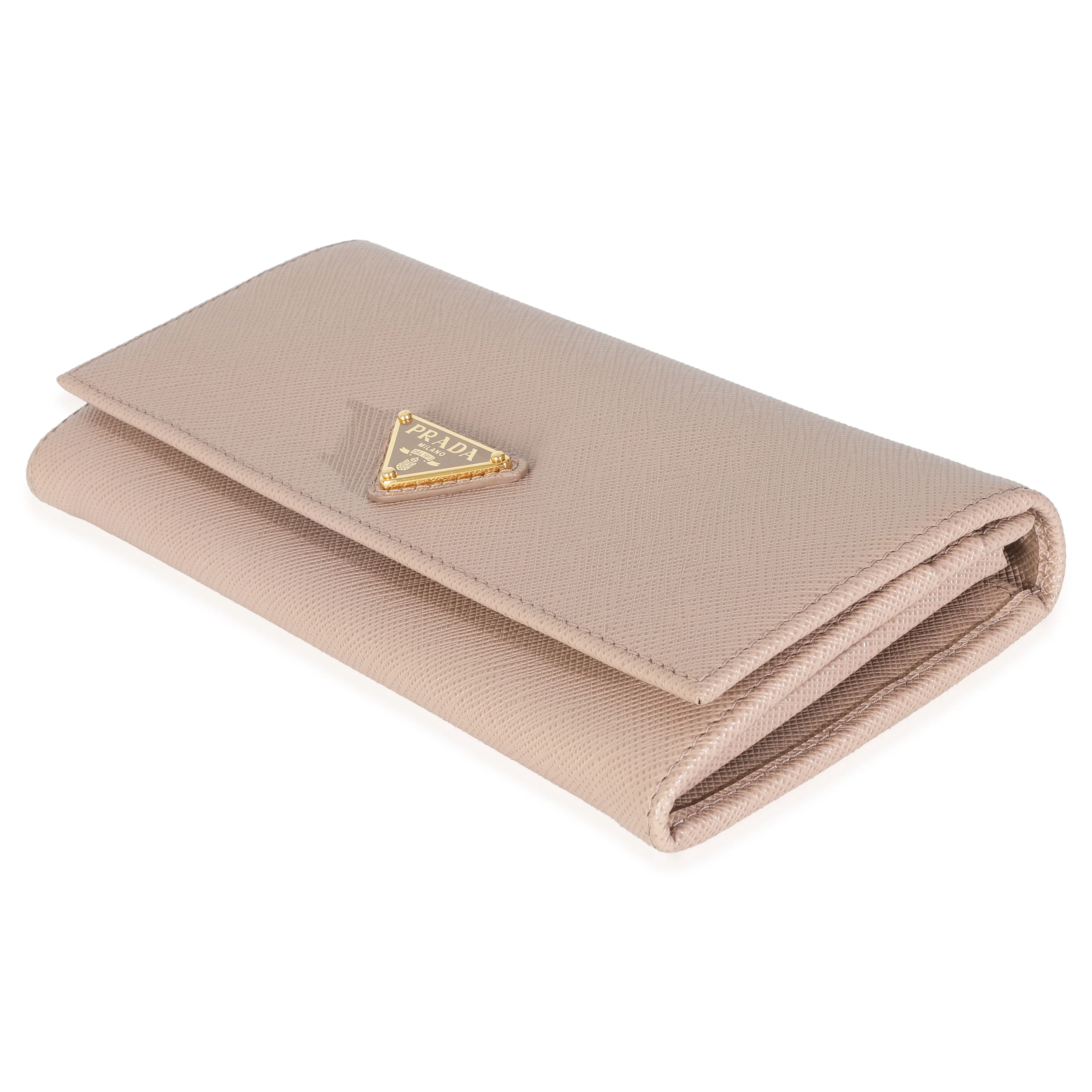 Powder Pink Saffiano Logo Long Flap Wallet - Image 7