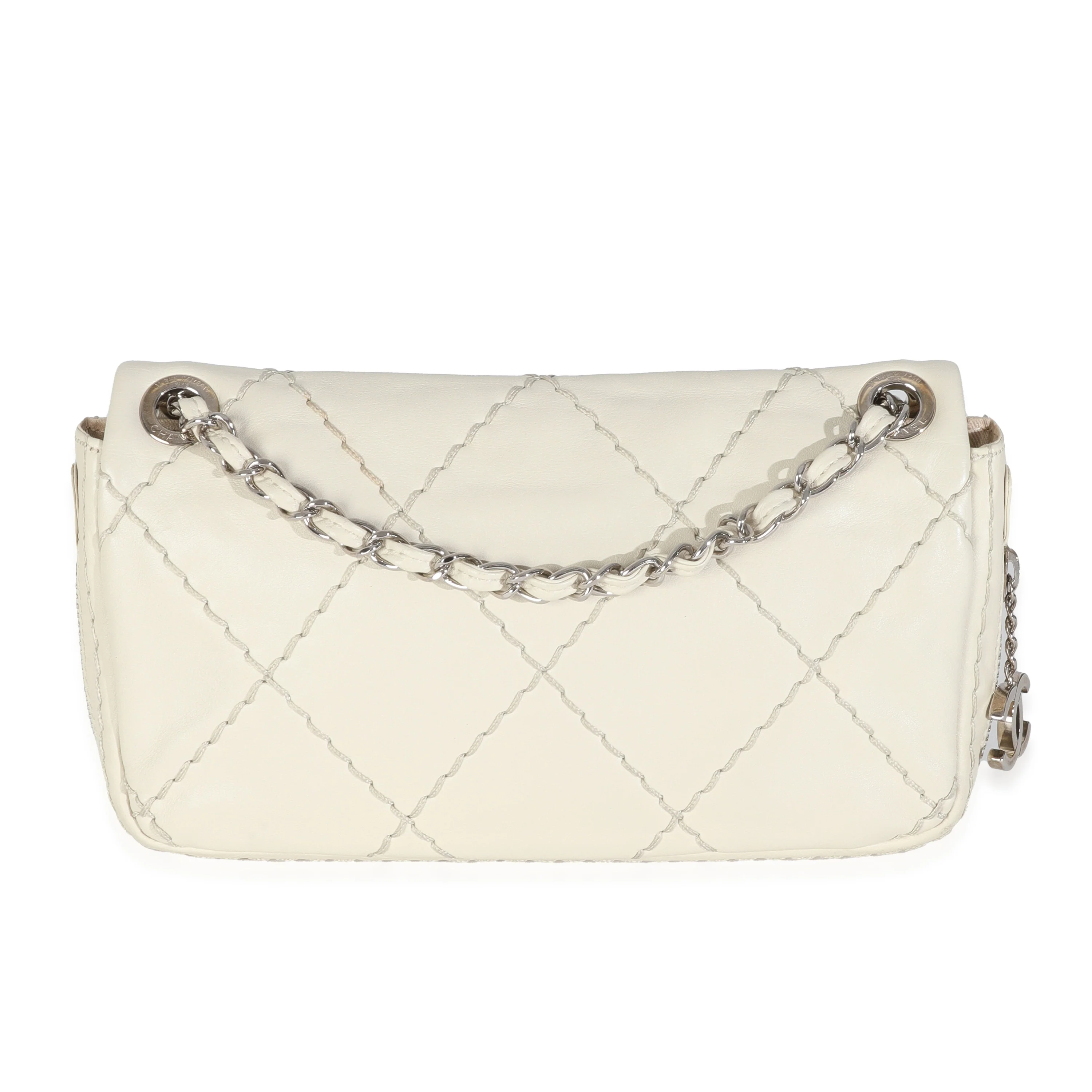 White Quilted Calfskin Small Ultra Stitch Flap Bag - Image 4