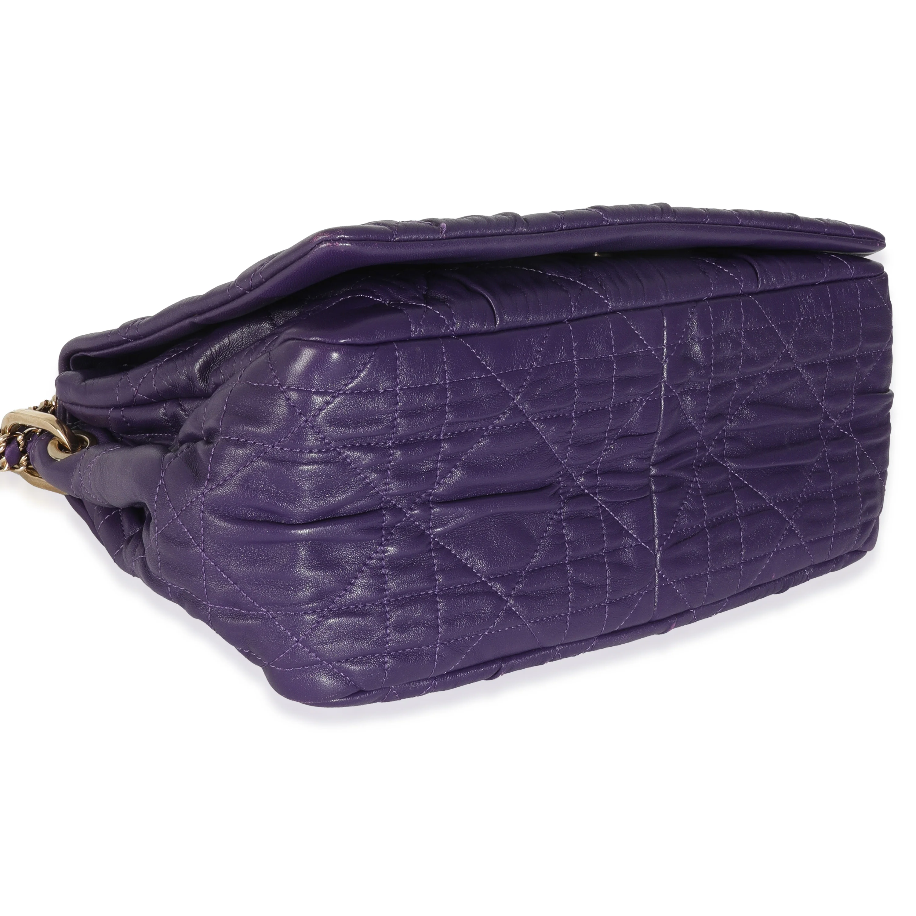 Purple Ruched Lambskin Delidior Flap Bag - Image 6