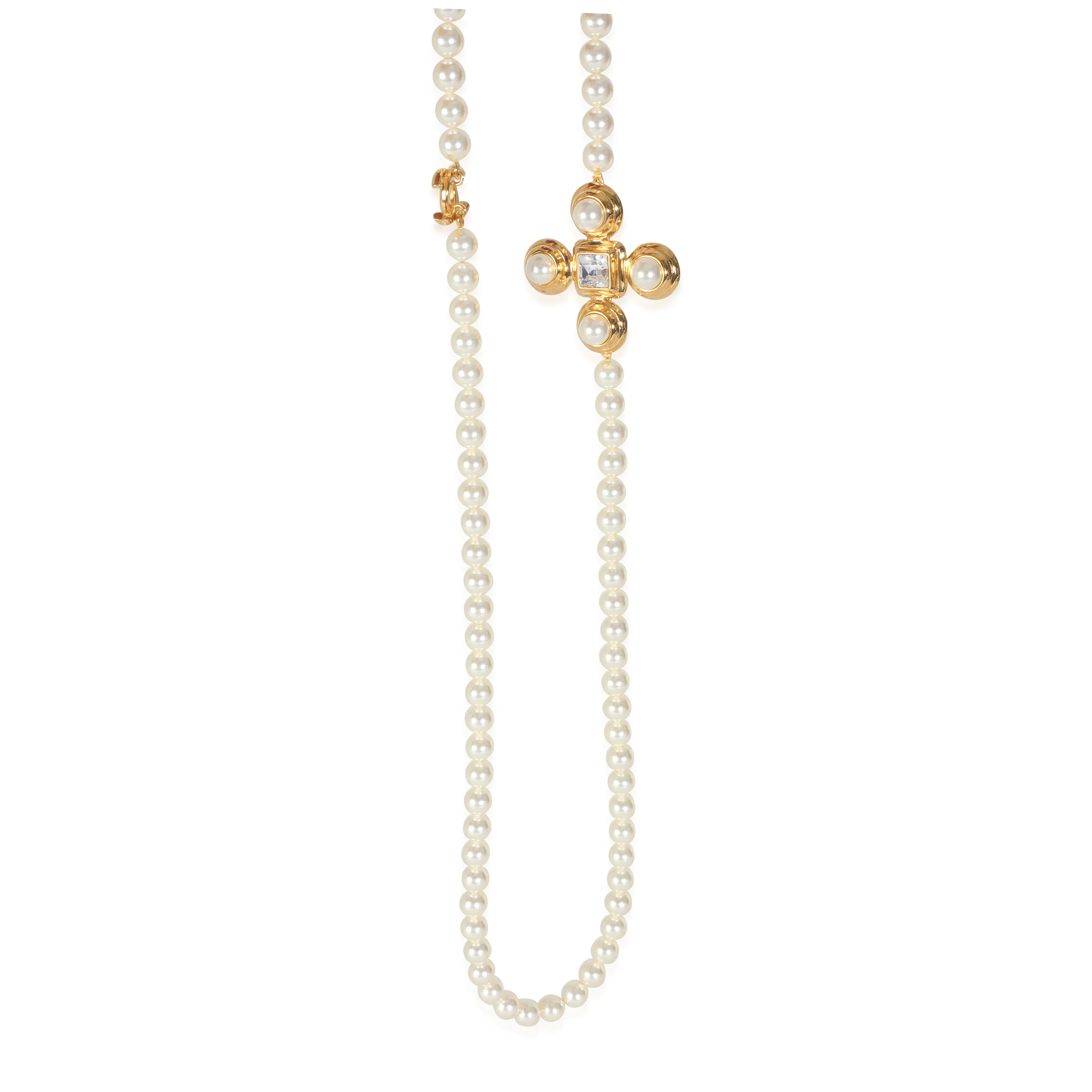 Gold-Plated 2023 Faux Pearl & Strass CC Necklace