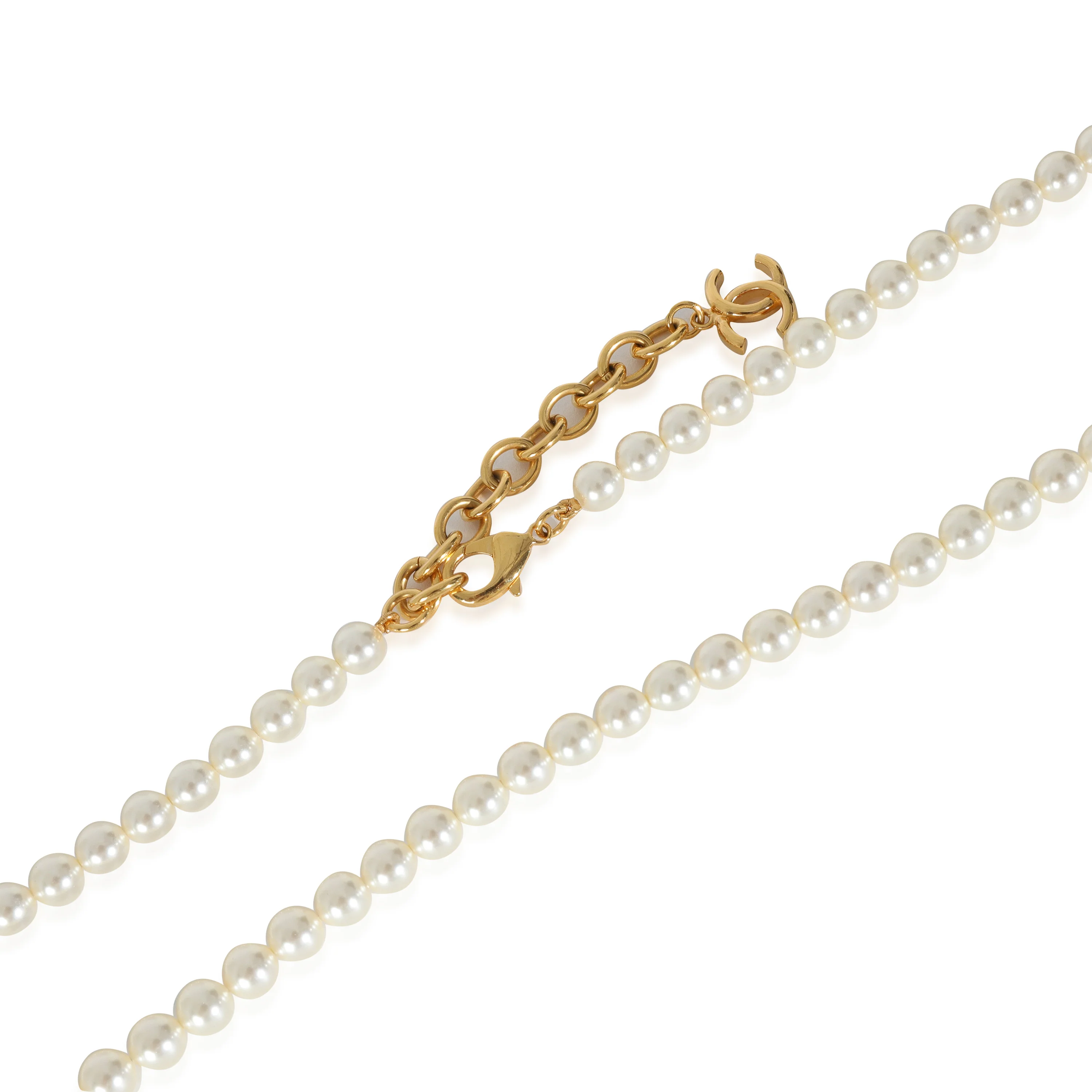 Gold-Plated 2023 Faux Pearl & Strass CC Necklace - Image 3