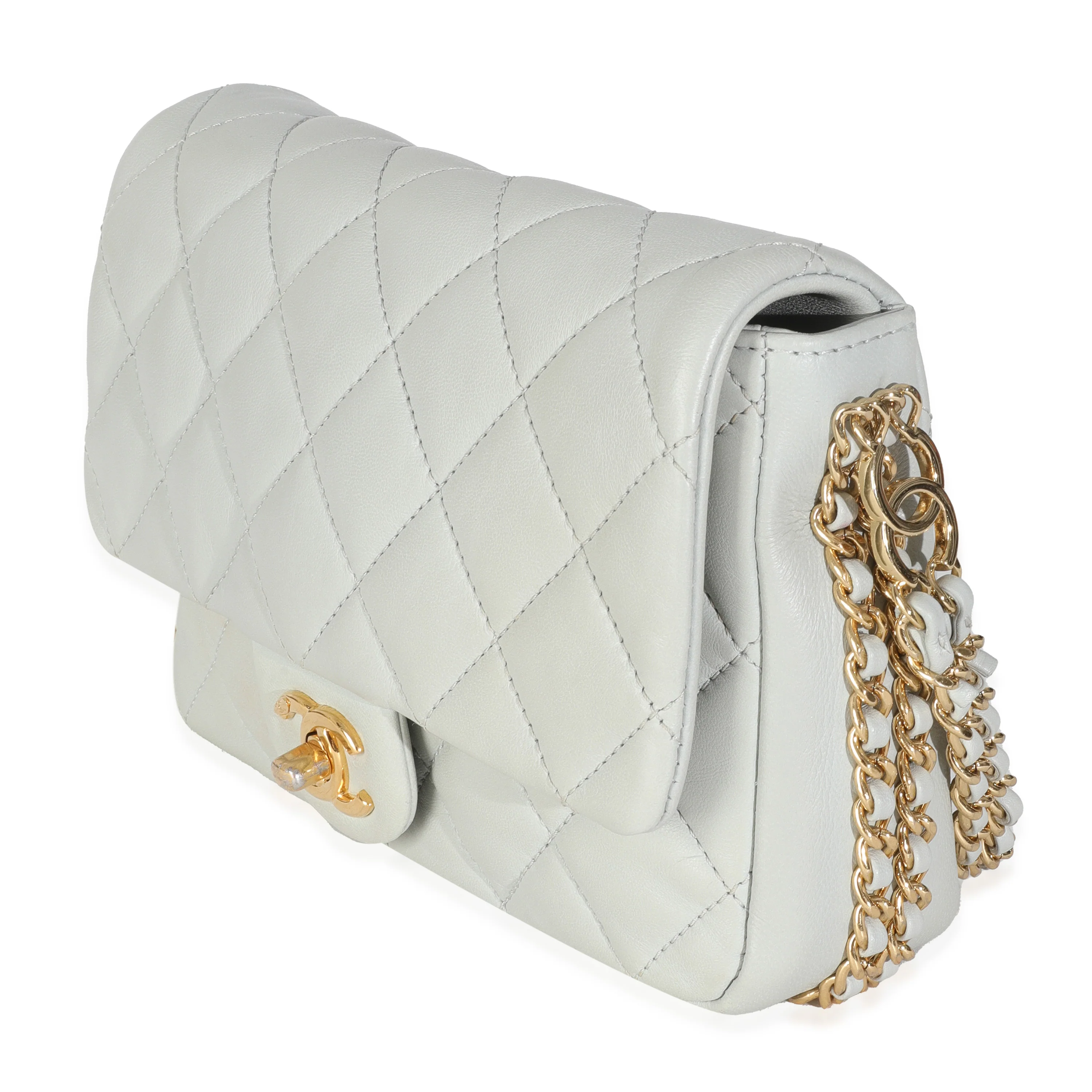 Light Blue Quilted Lambskin CC You Mini Flap Bag - Image 2