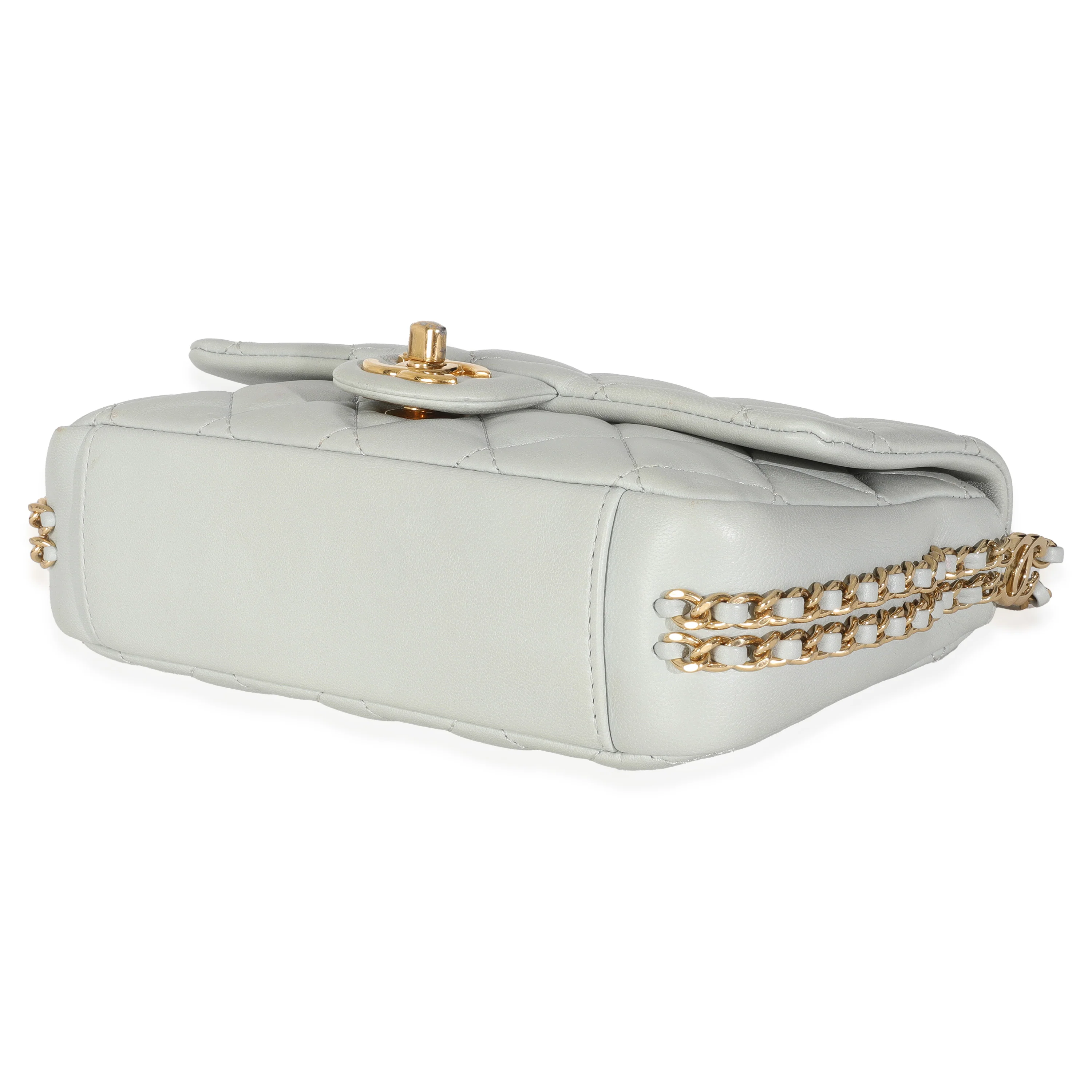 Light Blue Quilted Lambskin CC You Mini Flap Bag - Image 7