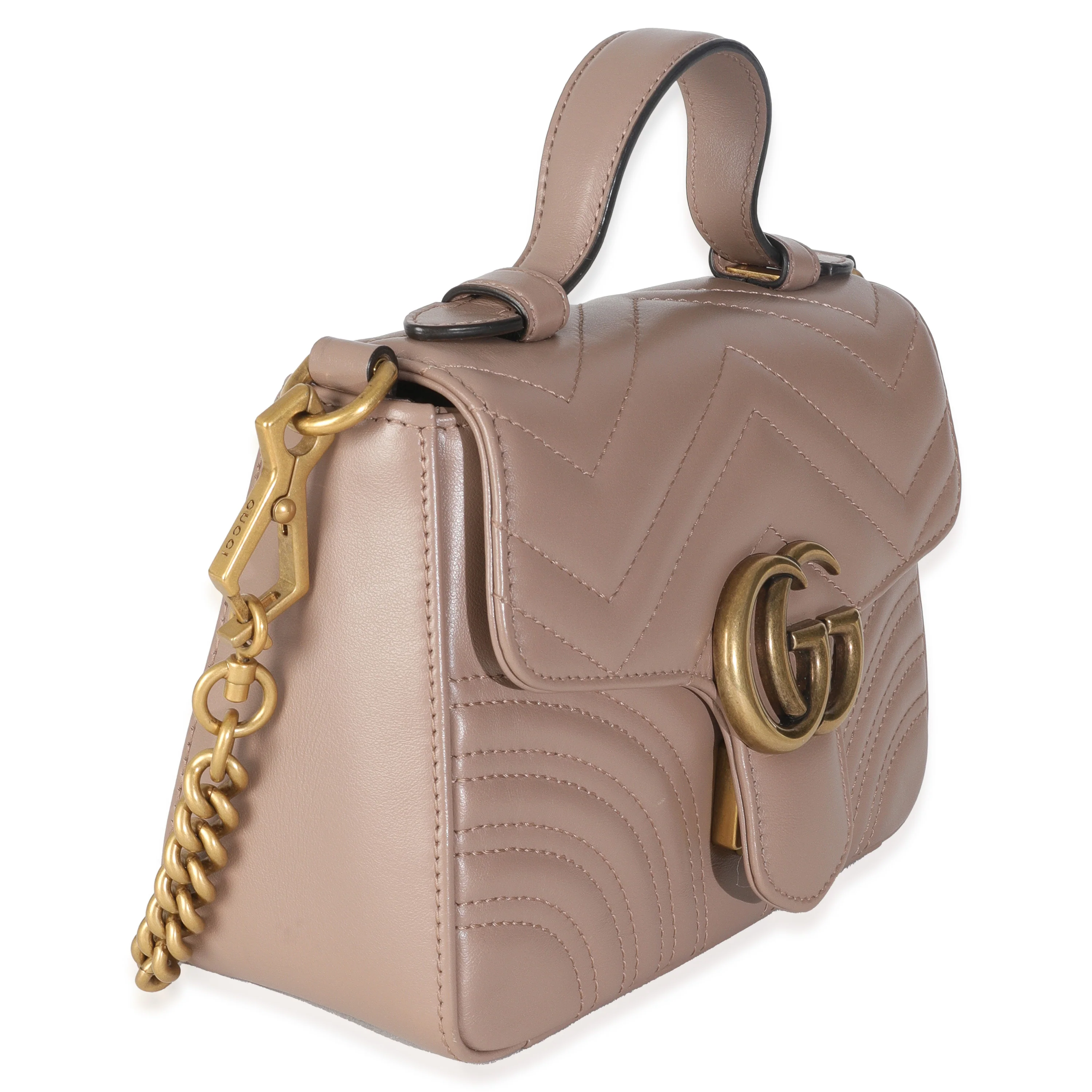 Porcelain Rose Calfskin Matelasse Mini GG Marmont Top Handle Bag - Image 2