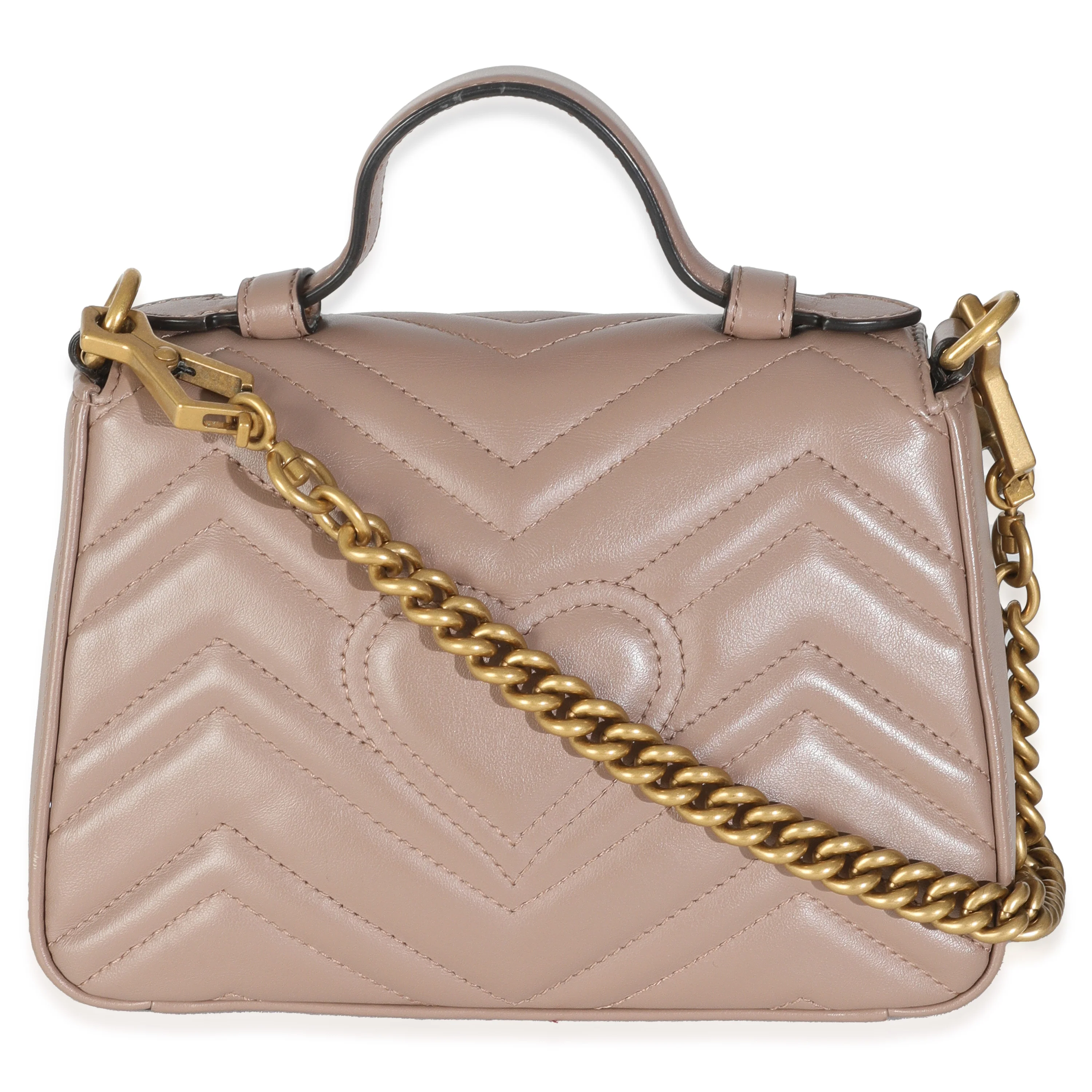 Porcelain Rose Calfskin Matelasse Mini GG Marmont Top Handle Bag - Image 3