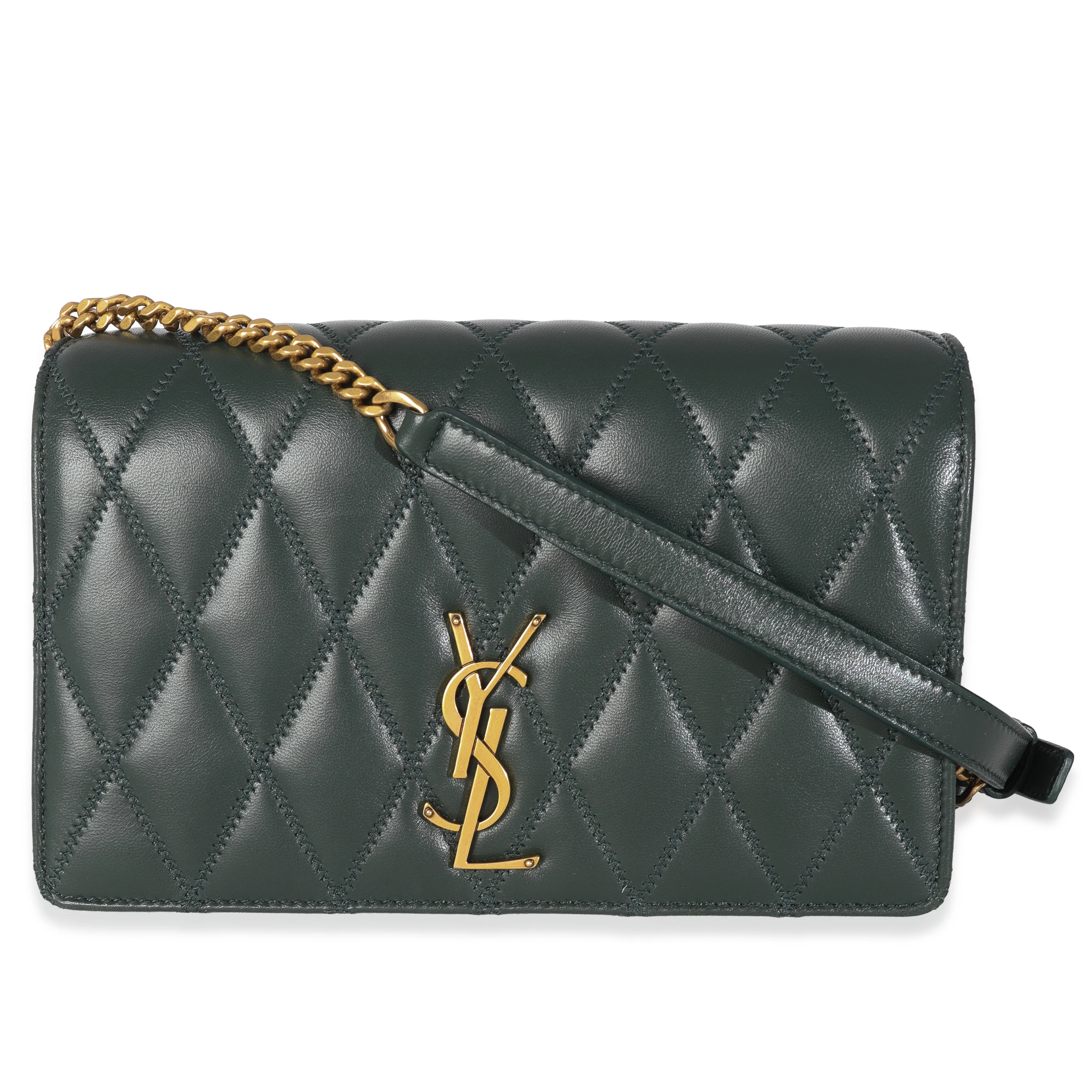 Dark Quilted Leather Angie Crossbody Bag