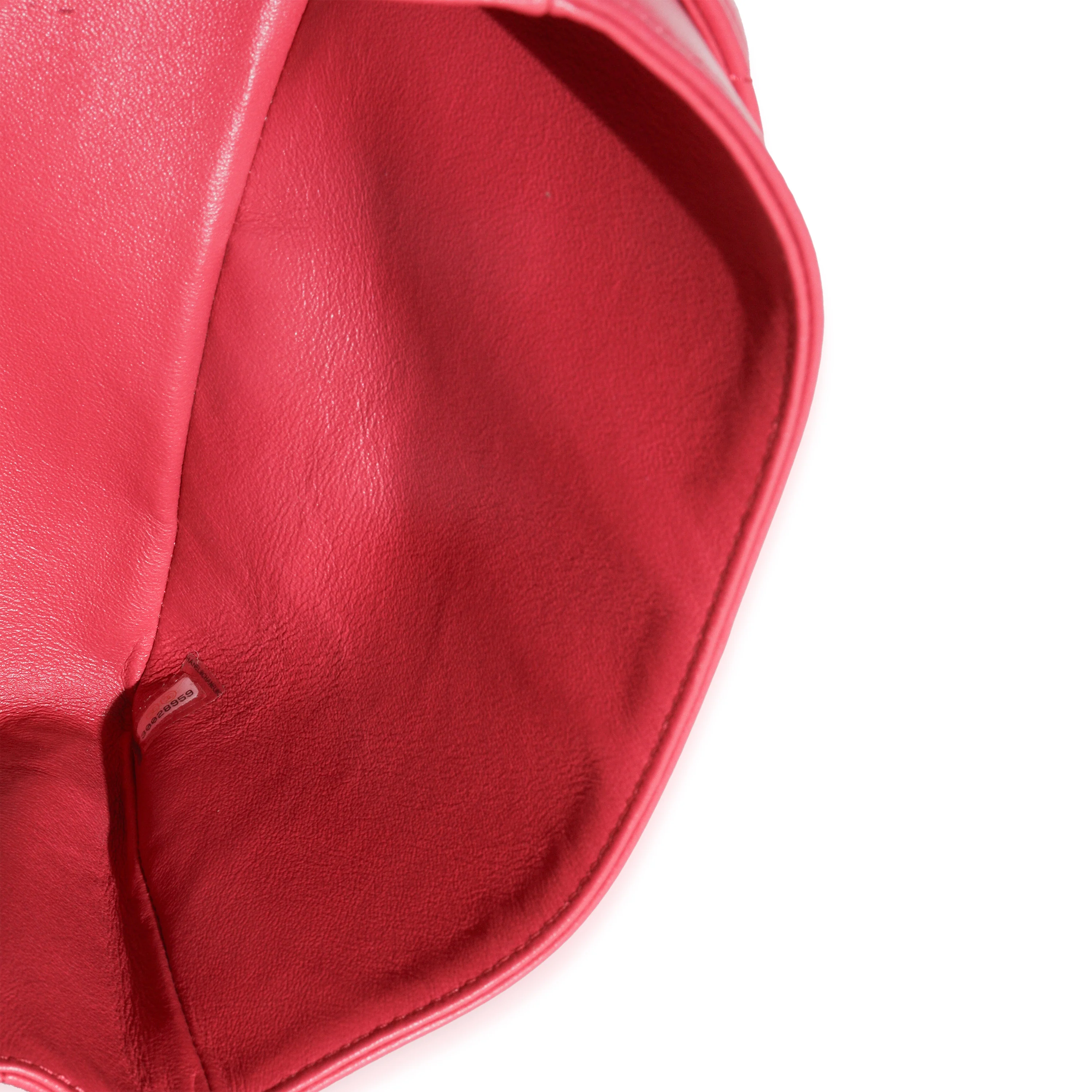 Dark Pink Chevron Lambskin Small Classic Double Flap Bag - Image 9