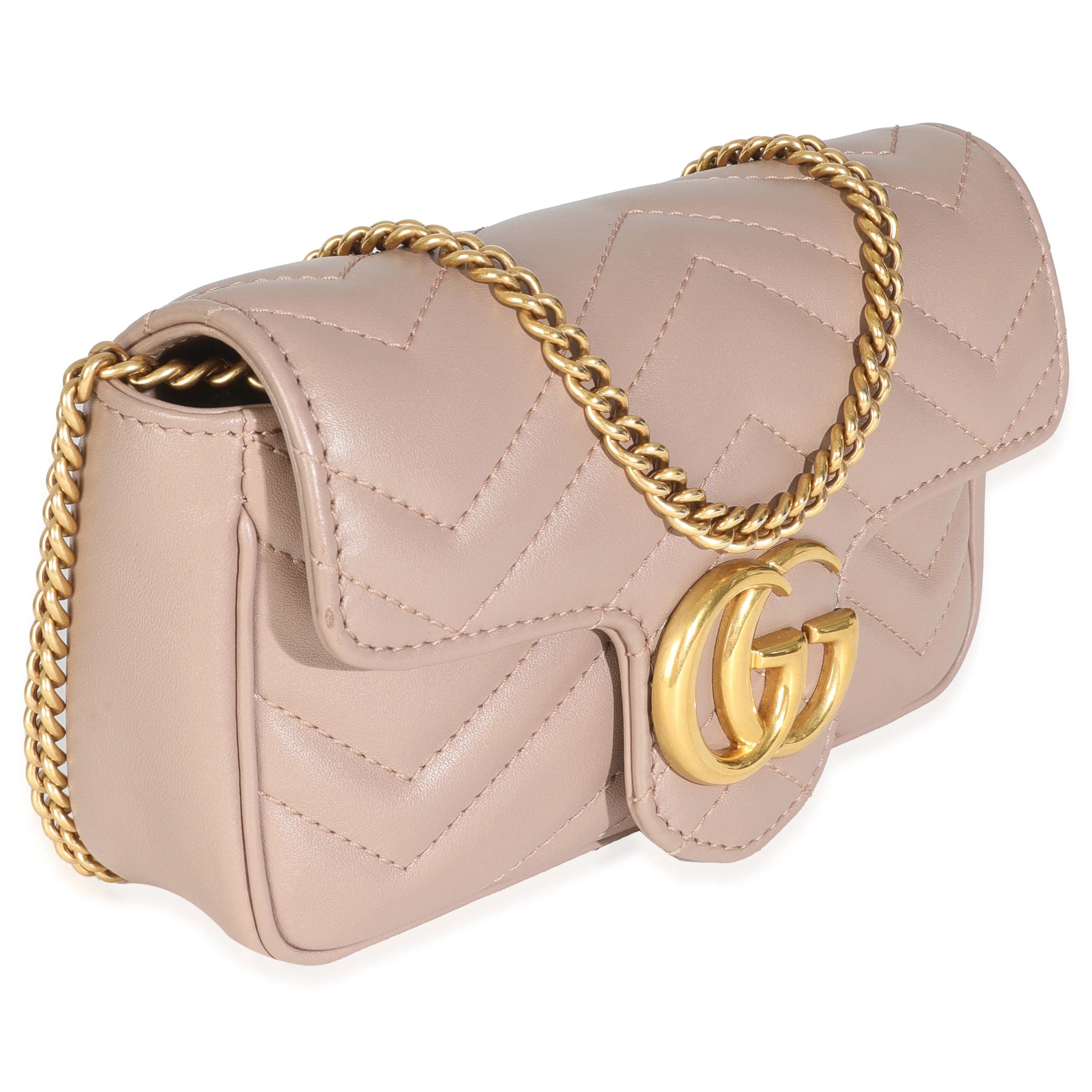 Porcelain Rose Calfskin Matelasse Super Mini GG Marmont Bag - Image 3