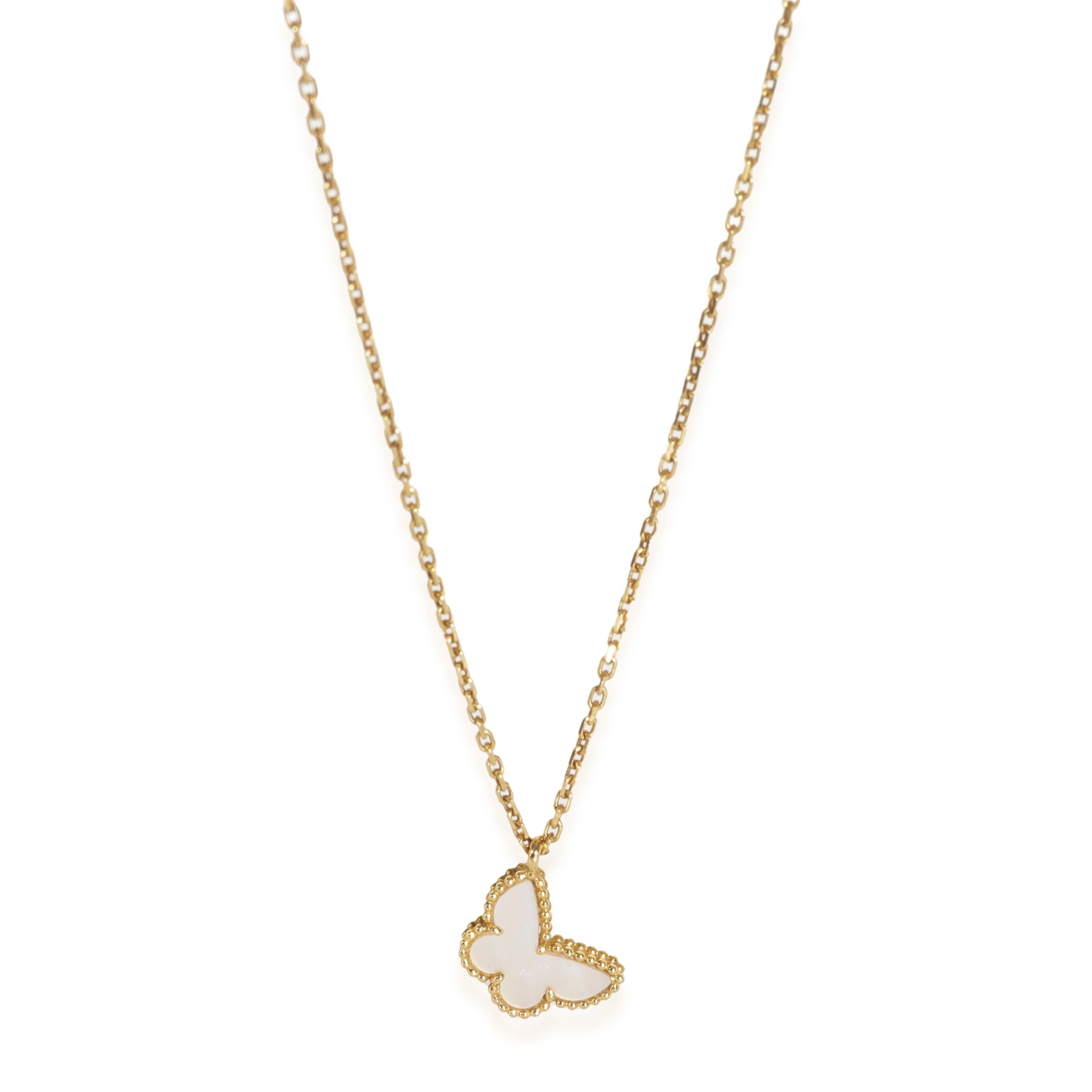 Yellow Gold Mother Of Pearl Sweet Butterflies Pendant