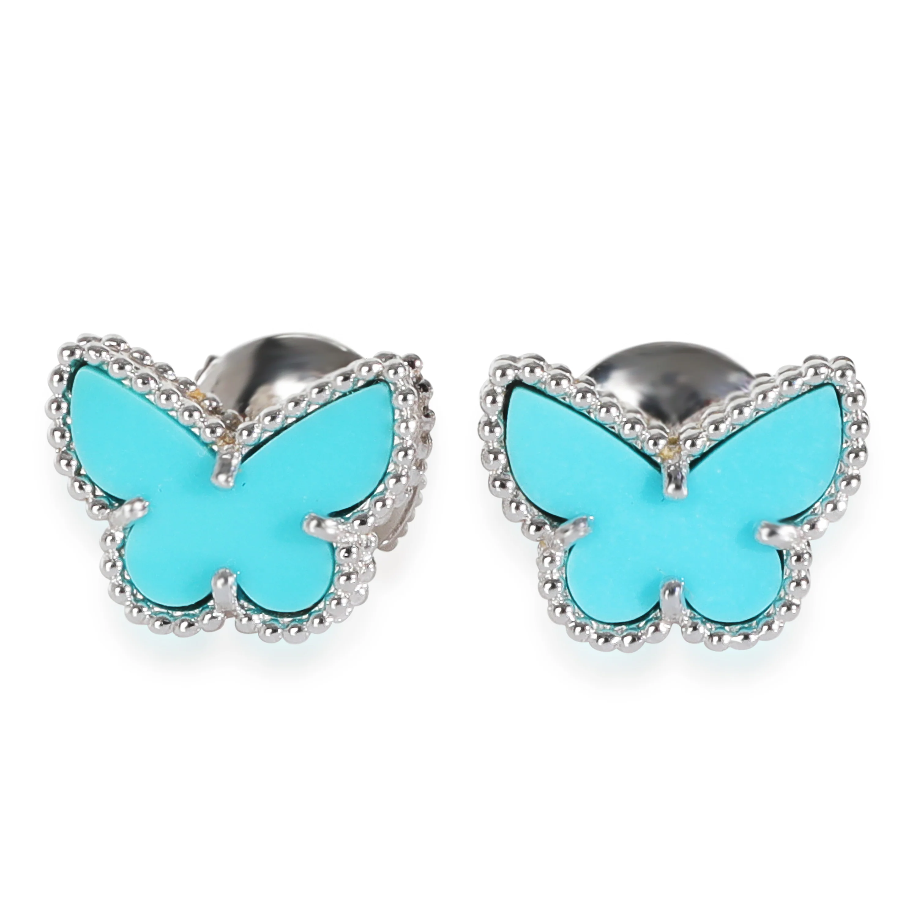 White Gold Turquoise Sweet Butterflies Earrings