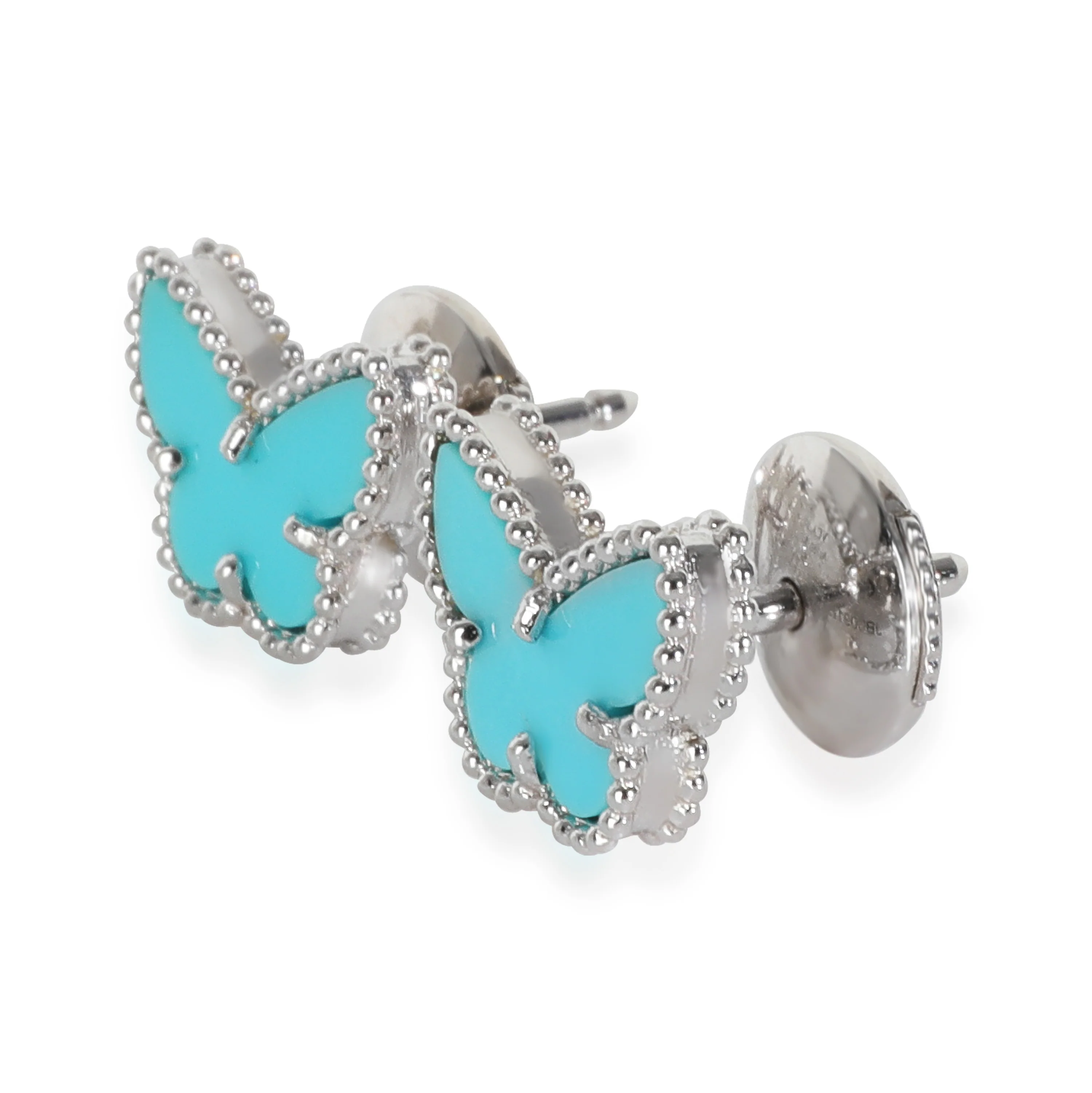 White Gold Turquoise Sweet Butterflies Earrings - Image 2