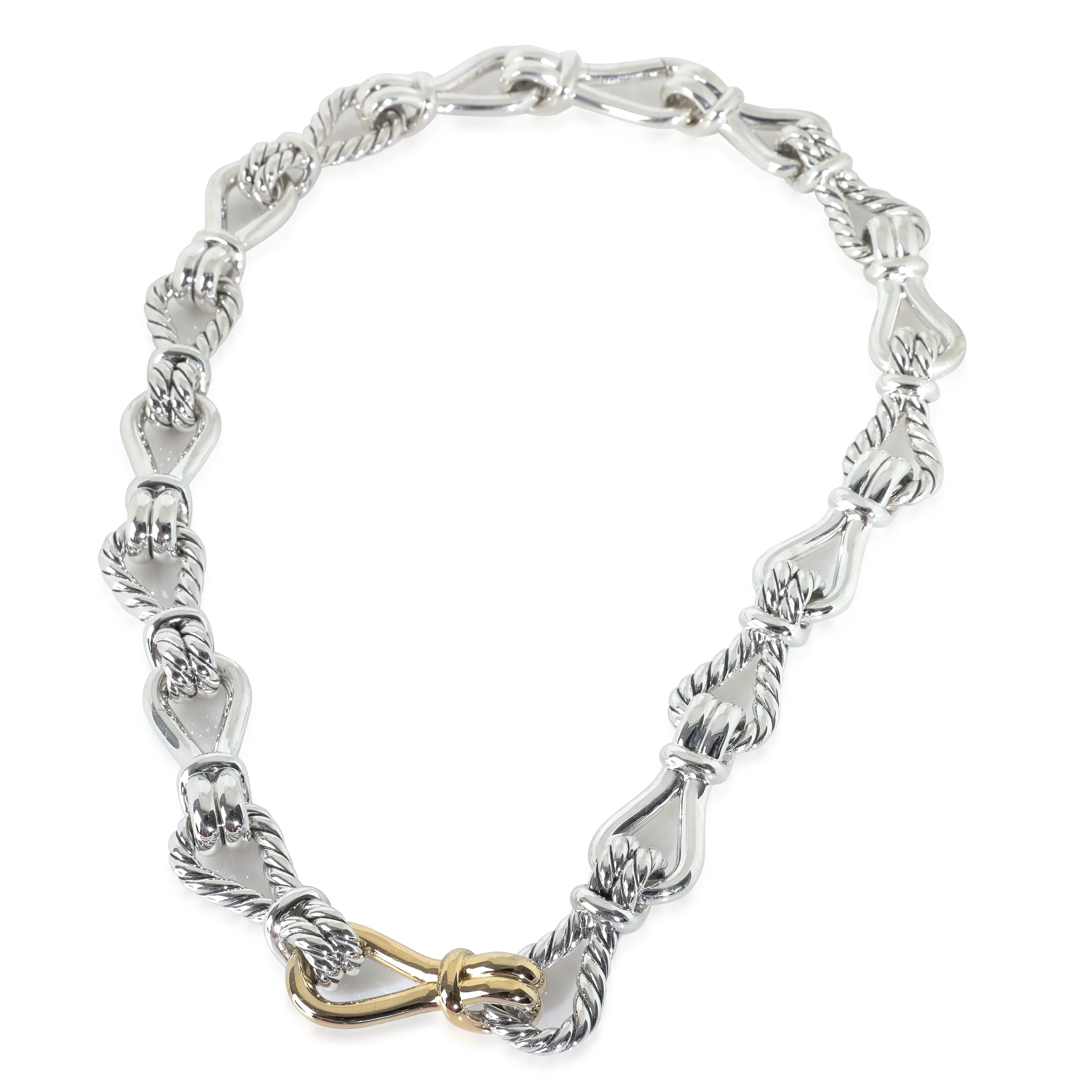 Yellow Gold & Sterling Silver  Thoroughbred Loop Linked Chain Neckl - Image 2