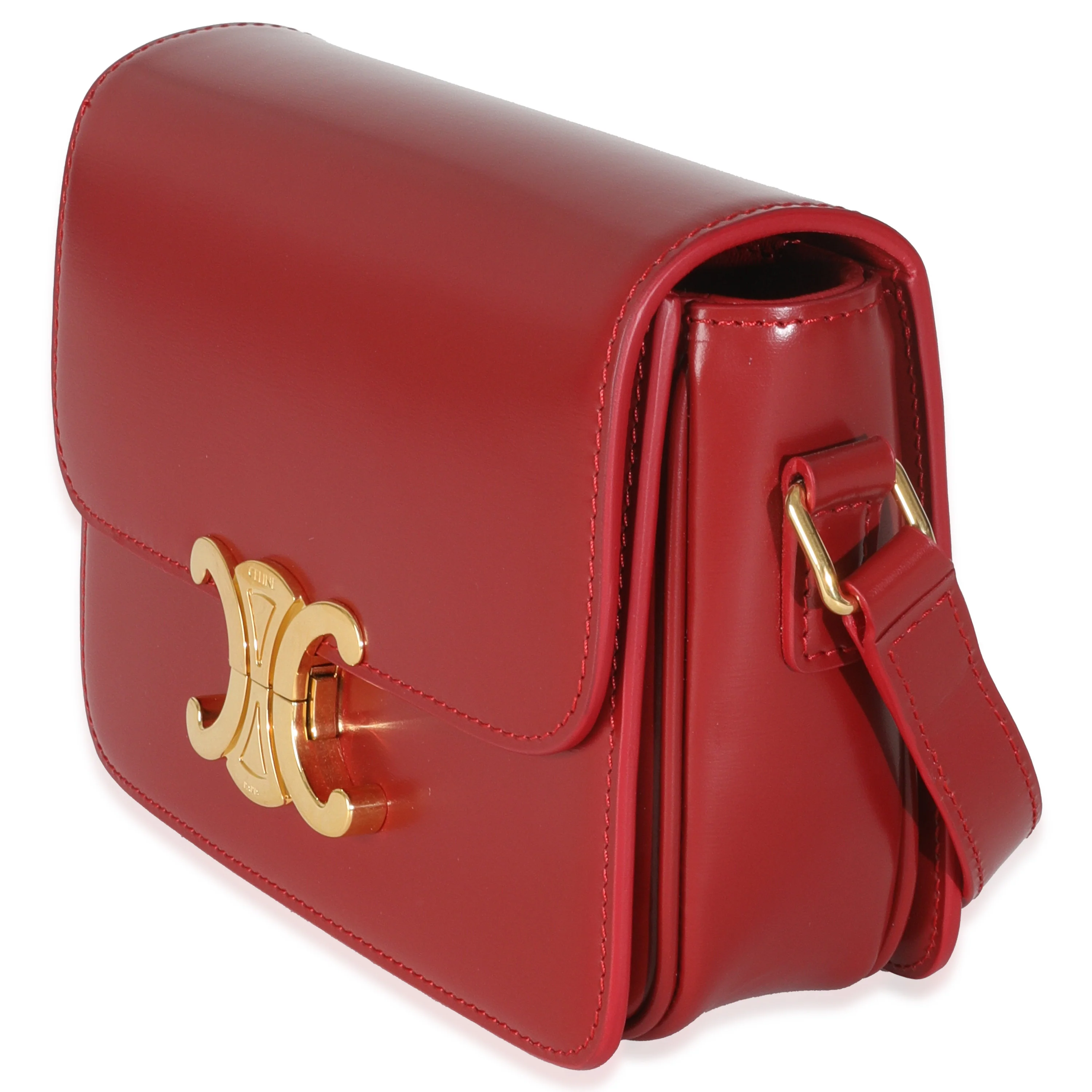 Carmin Shiny Calfskin Teen Triomphe Bag - Image 2