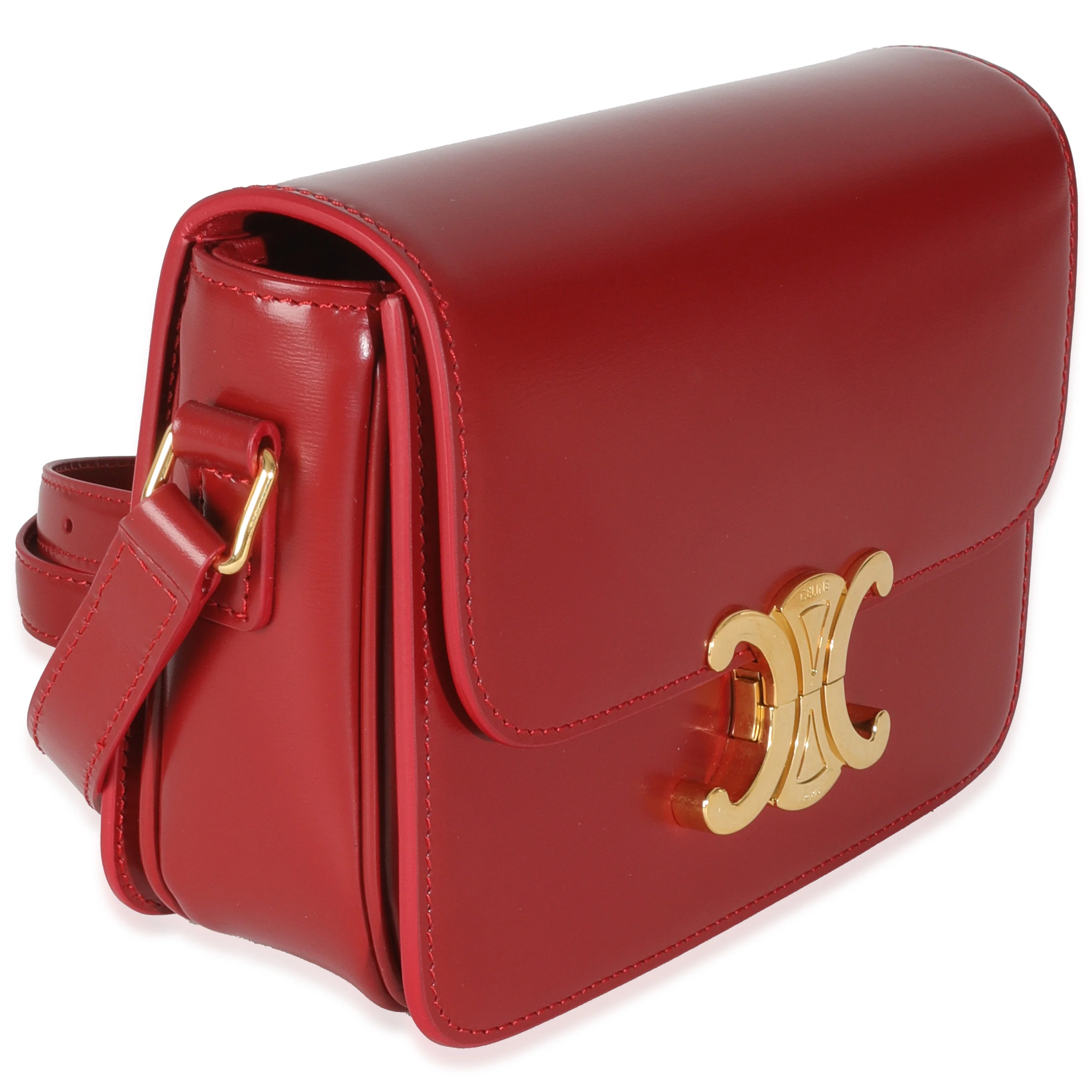 Carmin Shiny Calfskin Teen Triomphe Bag - Image 3