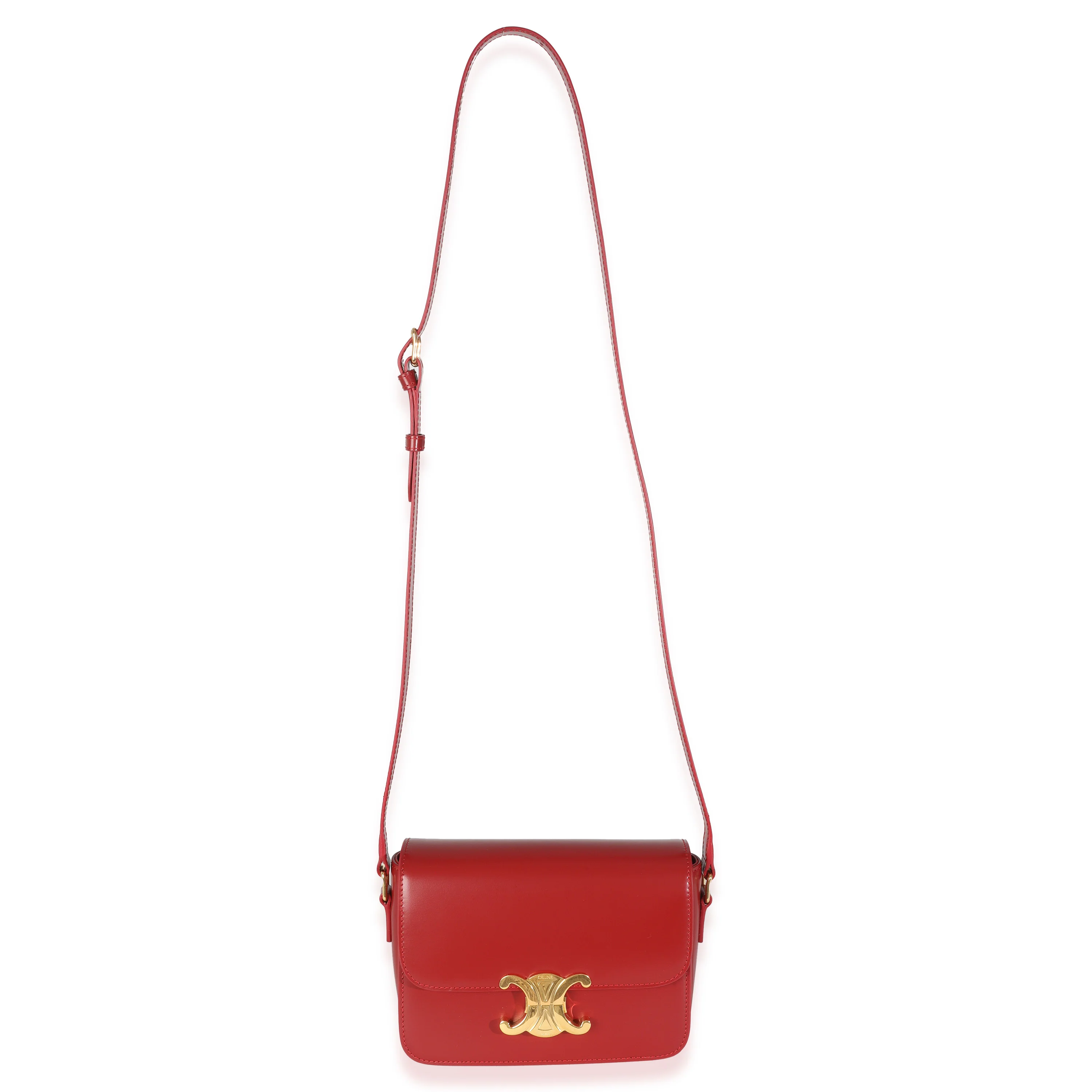 Carmin Shiny Calfskin Teen Triomphe Bag - Image 8