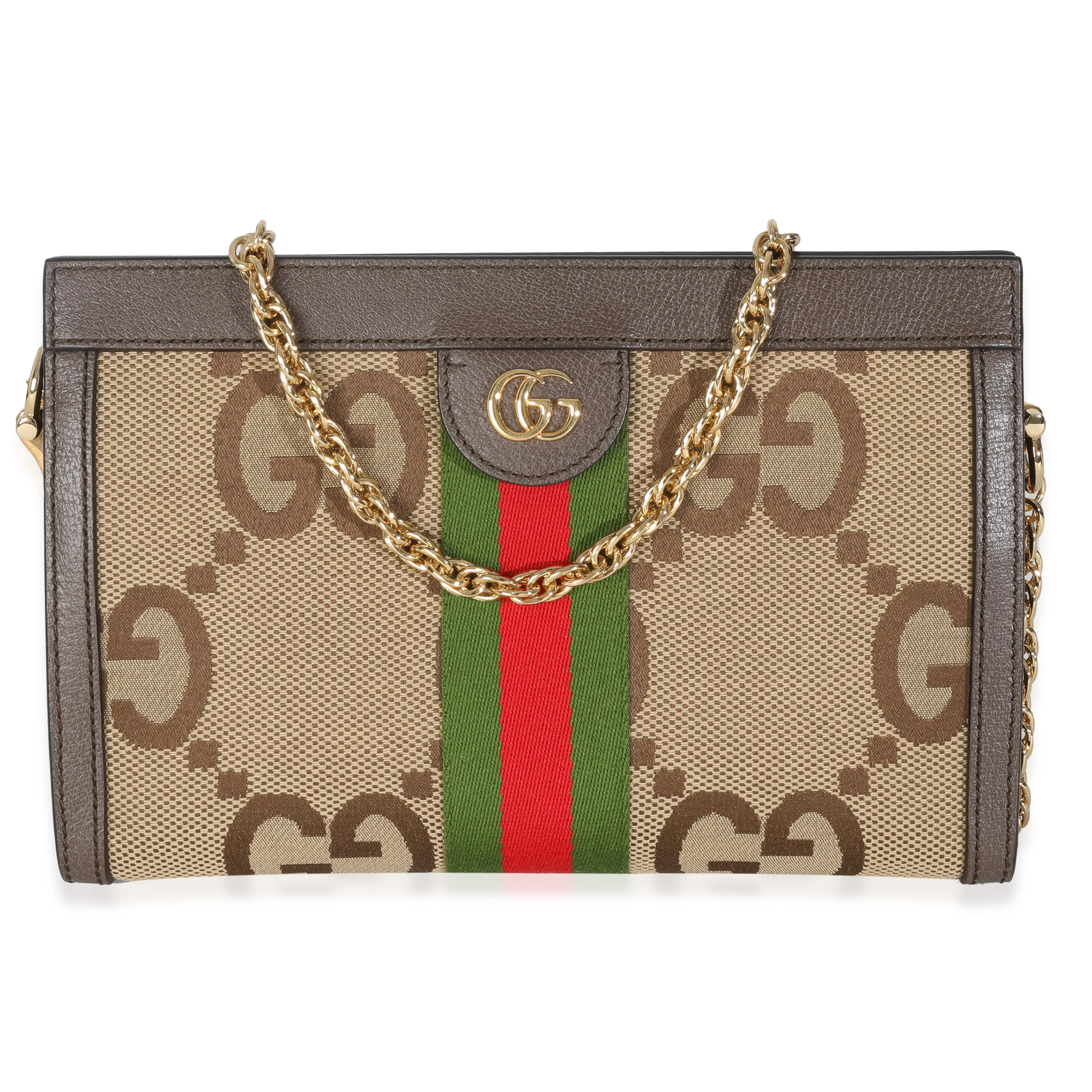 GG Jumbo Dollar Calfskin Web Small Ophidia Chain Shoulder Bag