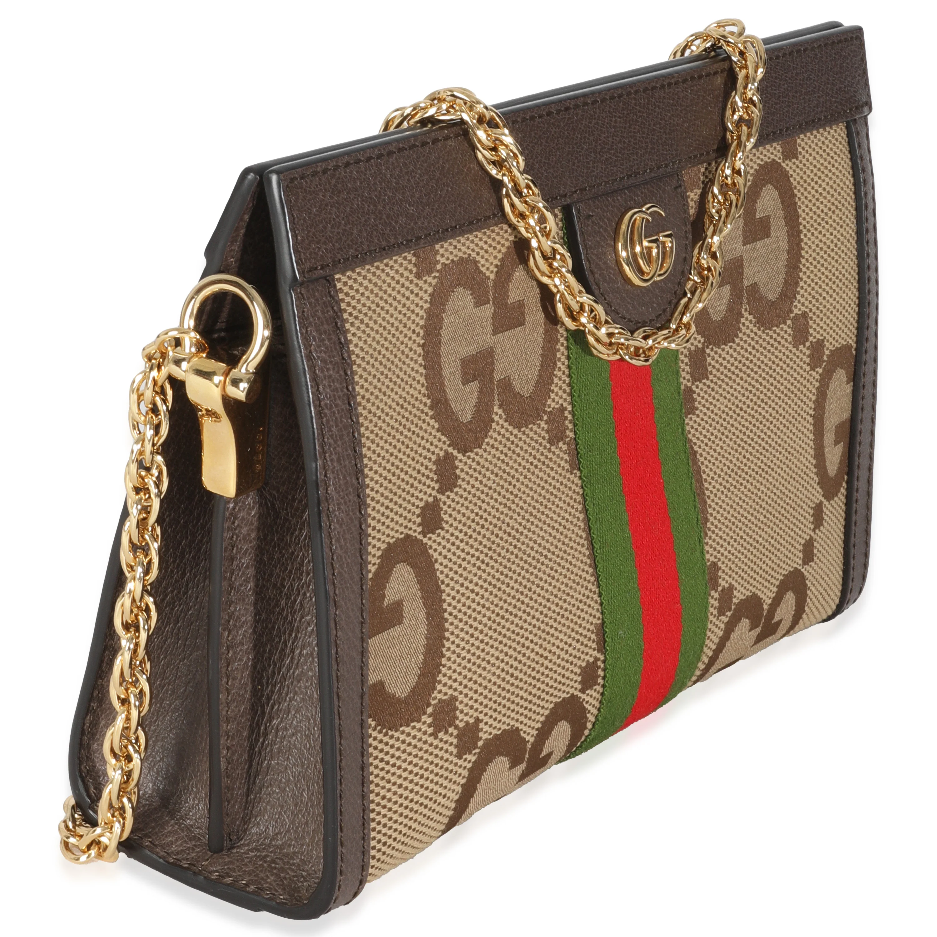 GG Jumbo Dollar Calfskin Web Small Ophidia Chain Shoulder Bag - Image 2