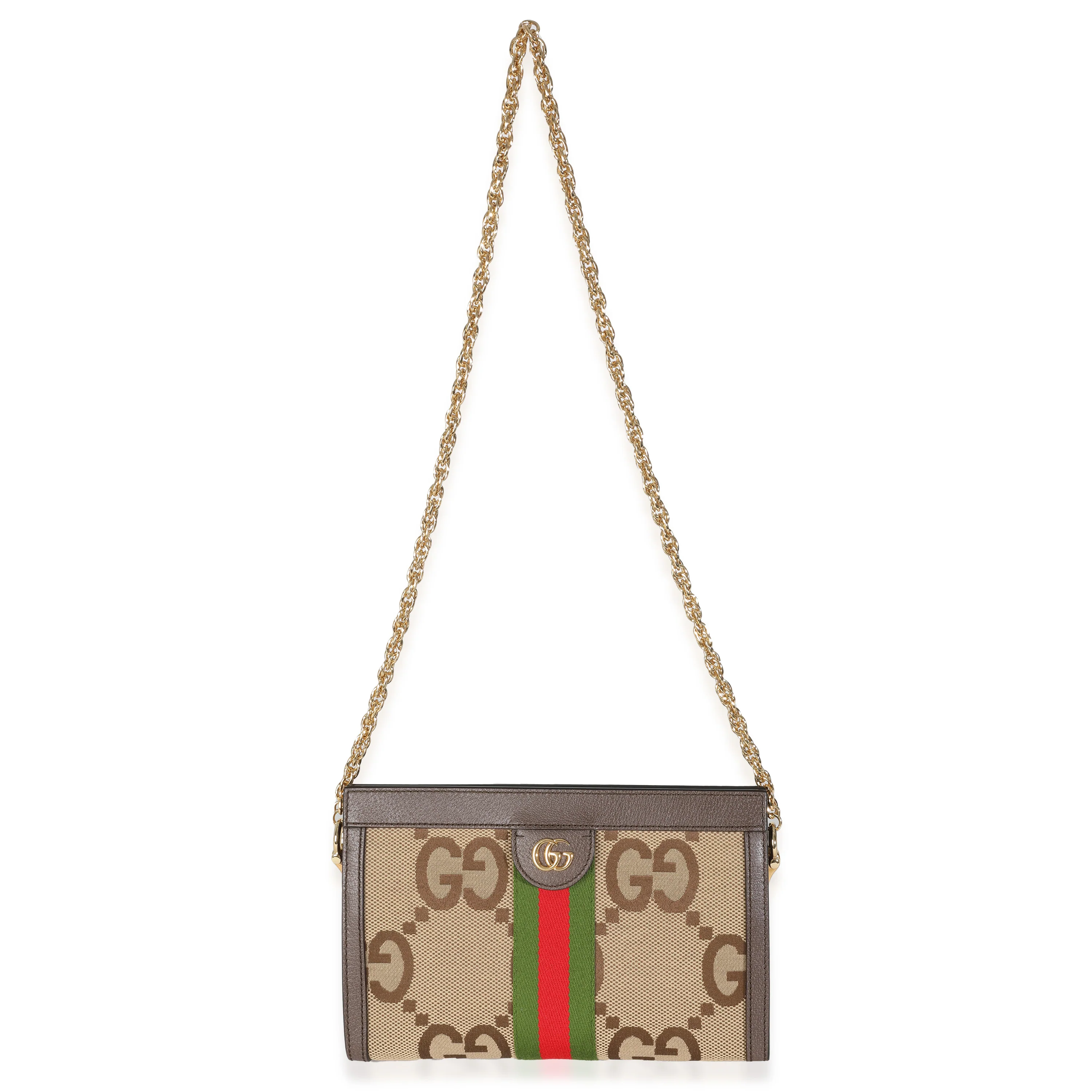 GG Jumbo Dollar Calfskin Web Small Ophidia Chain Shoulder Bag - Image 6