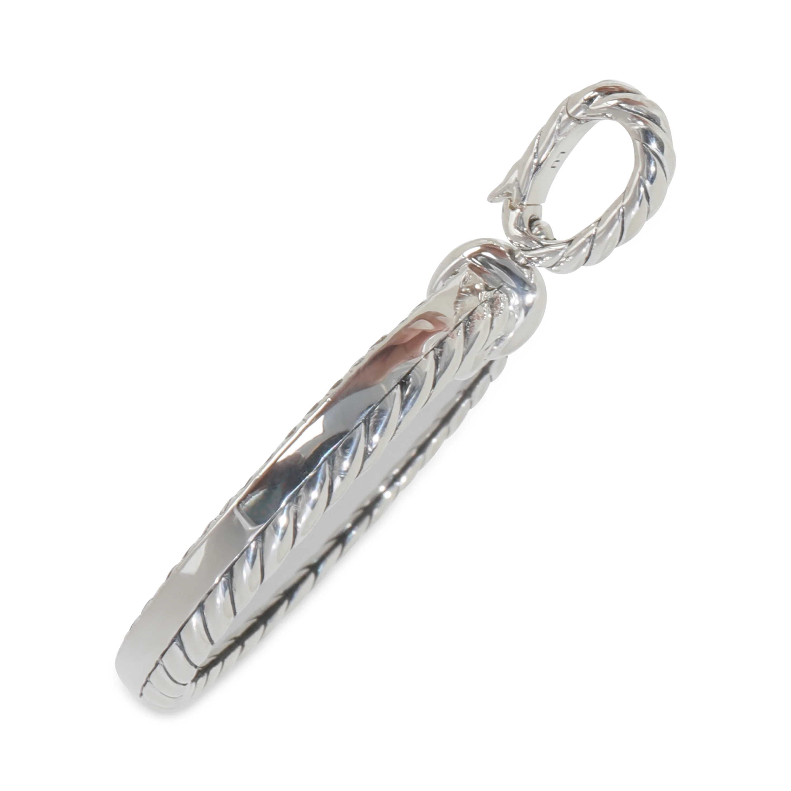 Sterling Silver Onyx and Diamond Elements Disc Pendant - Image 2