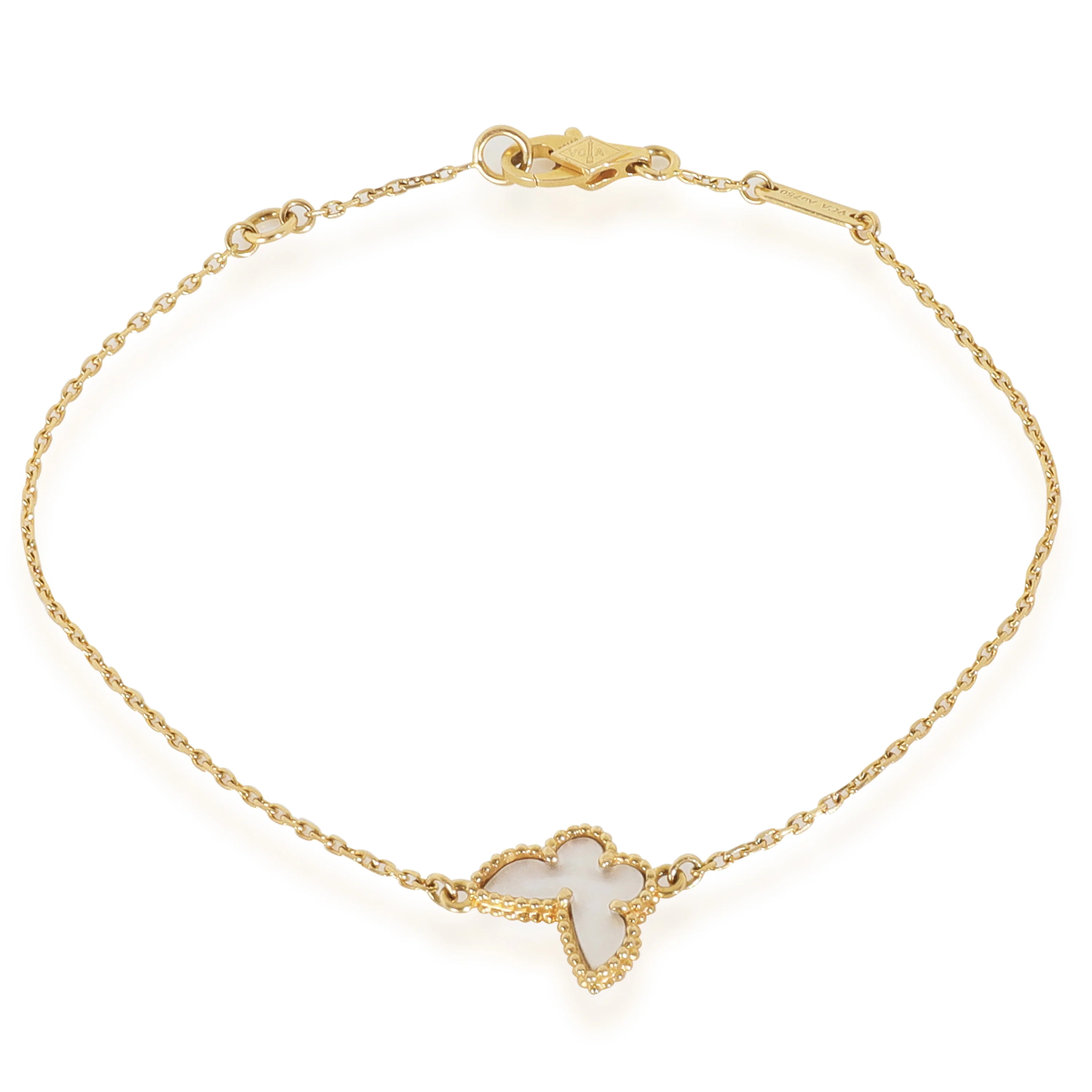 Yellow Gold Mother Of Pearl Sweet Butterflies Bracelet
