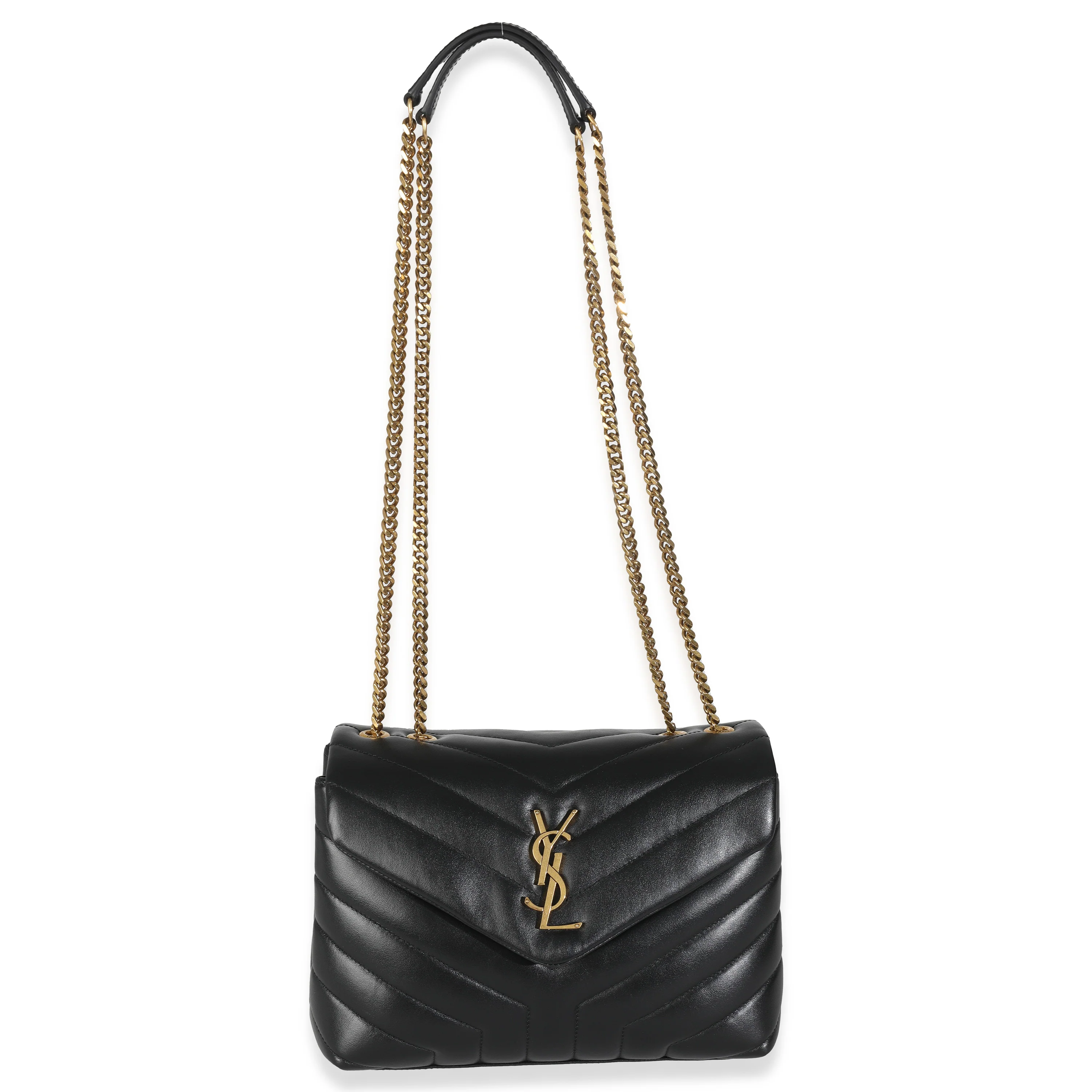Black Calfskin Y Quilted Monogram Small Loulou Chain Satchel - Image 8